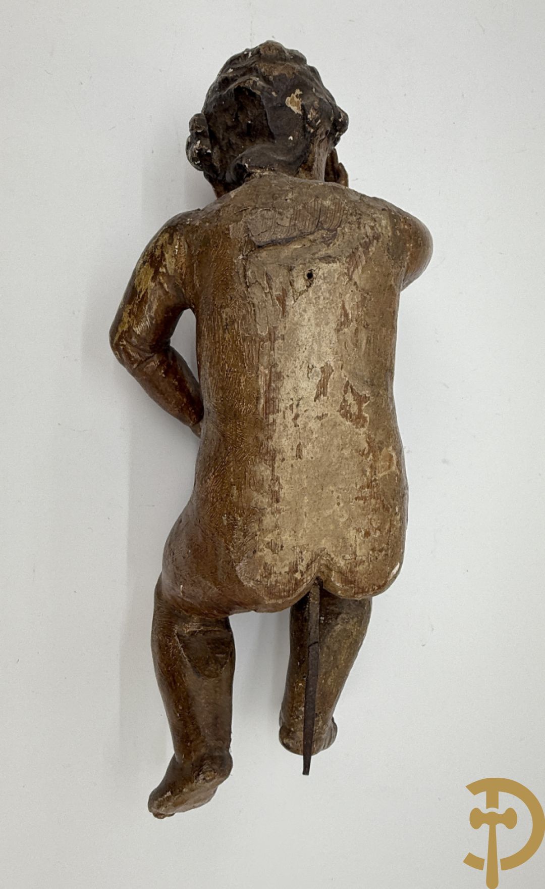 Paar houtgesculpteerde en gepolychromeerde cupido