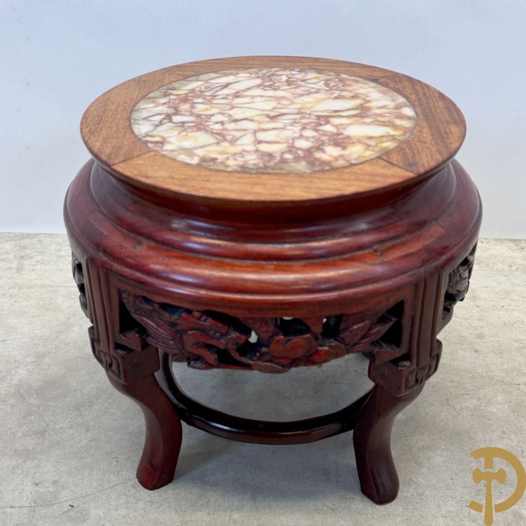 Chinese hardhouten lage sokkel + Chinese hardhouten hoge sokkel op 5 poten + Chinese hardhouten kleine sokkel