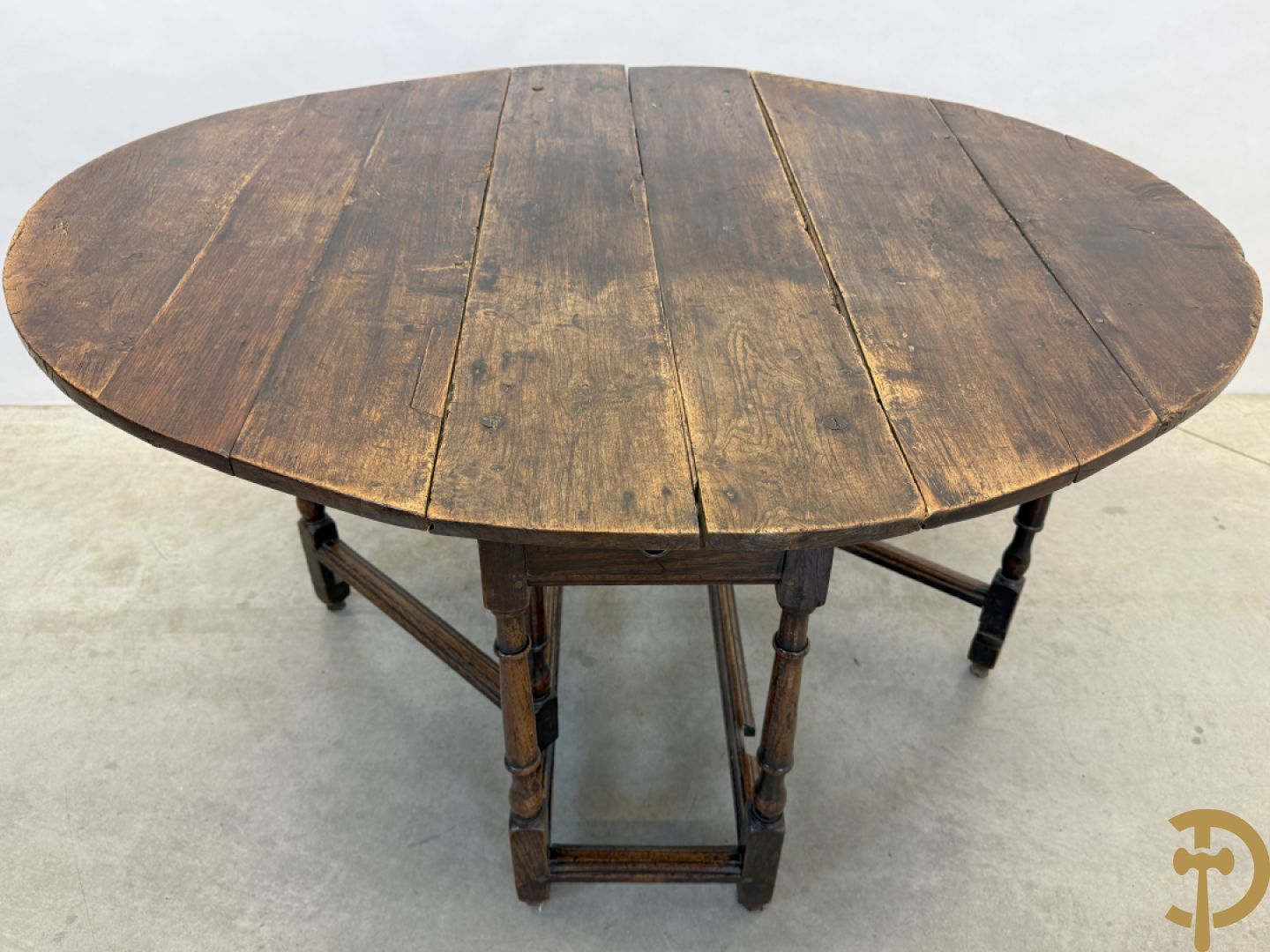 Massief eiken Engelse openklapbare gatelegg tafel met lade