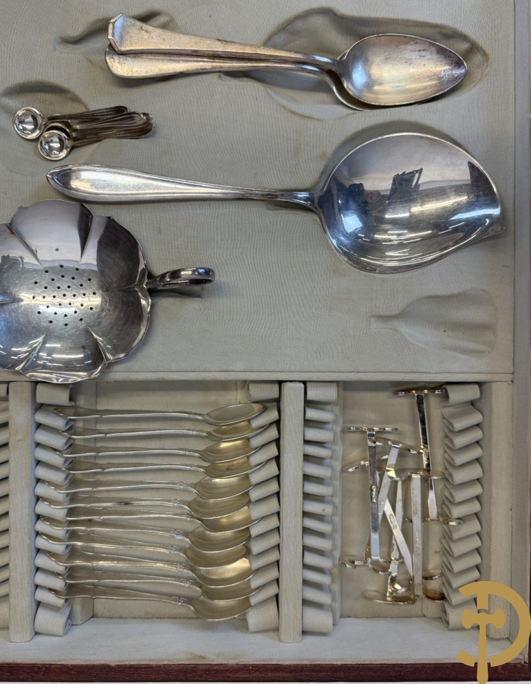 Art deco verzilverd bestek in koffer