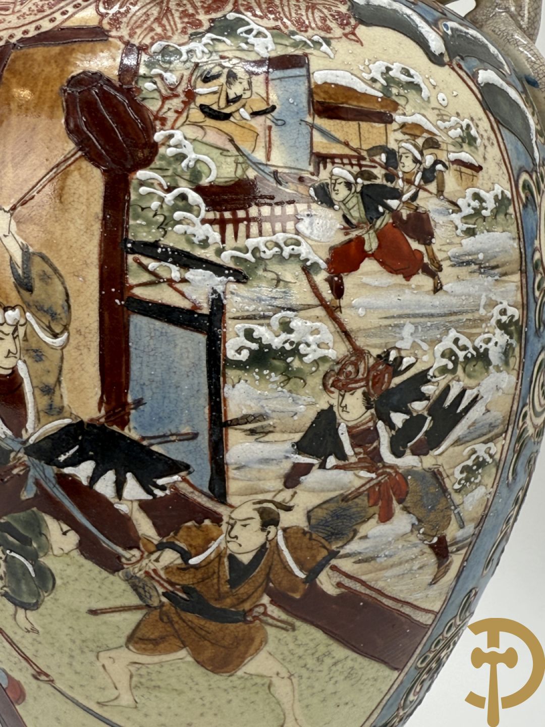 Paar Satsumat vazen met krijgertaferelen