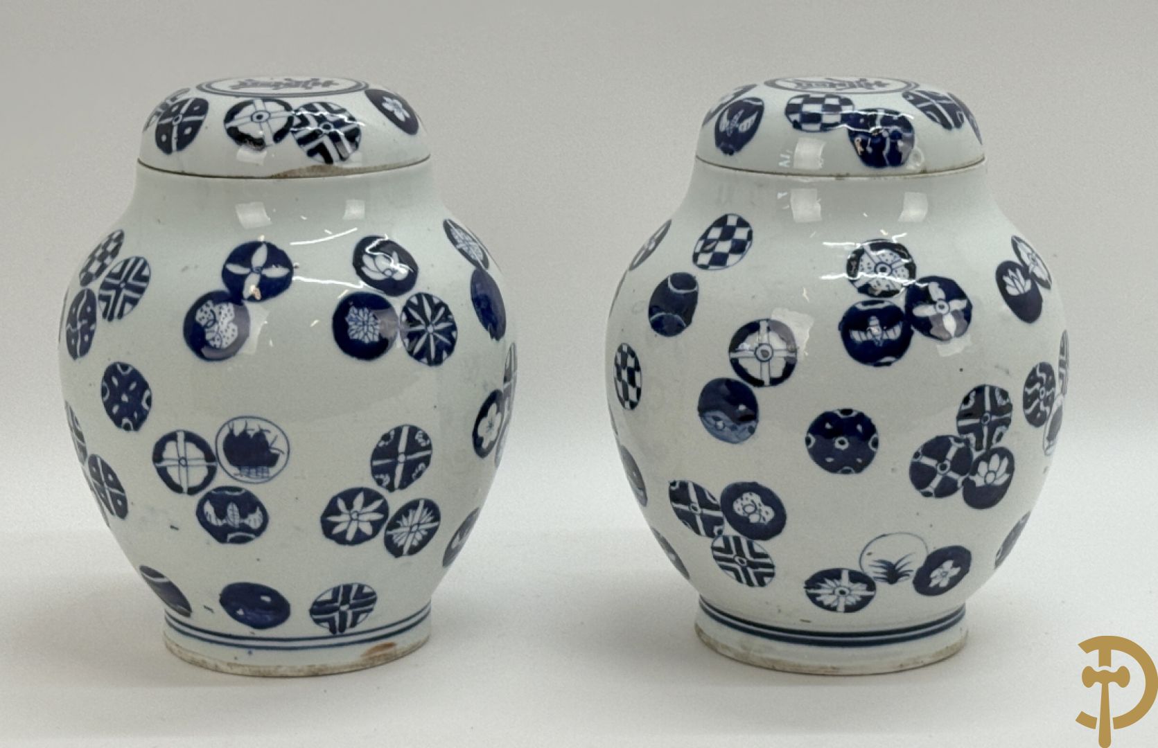 Paar blauw/witte Chinese gemberpotten