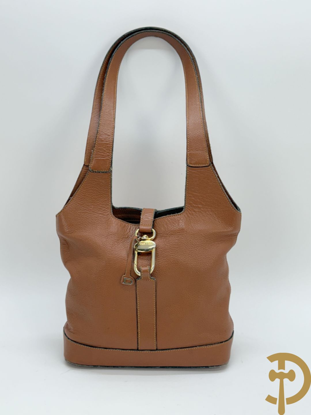 Schoudertas Delvaux met koperen boekel, model Trotteur