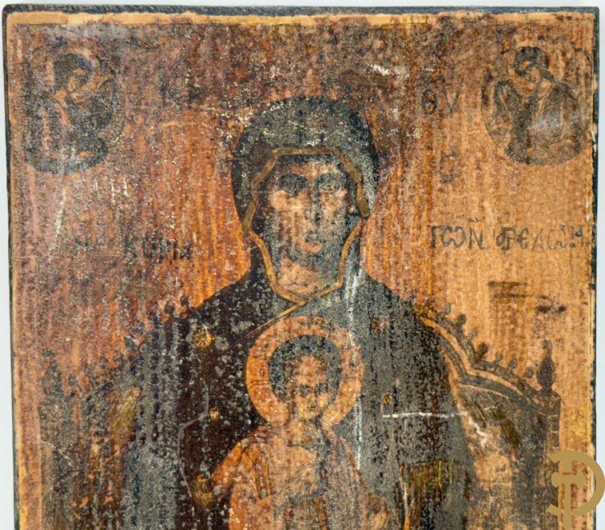 Ikoon met voorstelling van Madonna met kind + ikoon met voorstelling van engel Gabriël