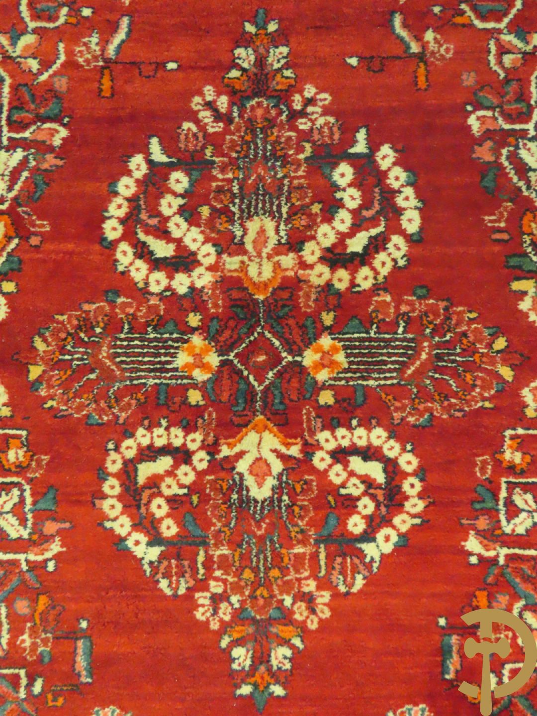 Oosters handgeknoopt tapijt Hamadan met rode fond