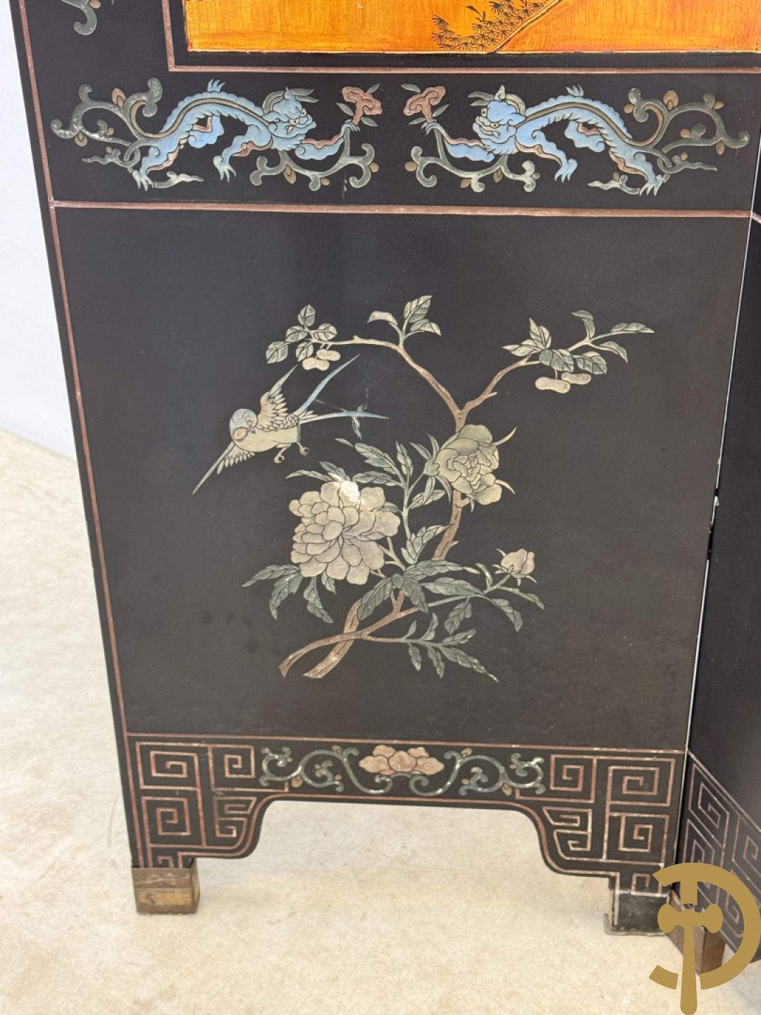 Vierdelige Chinese paravan met landschapsdecor