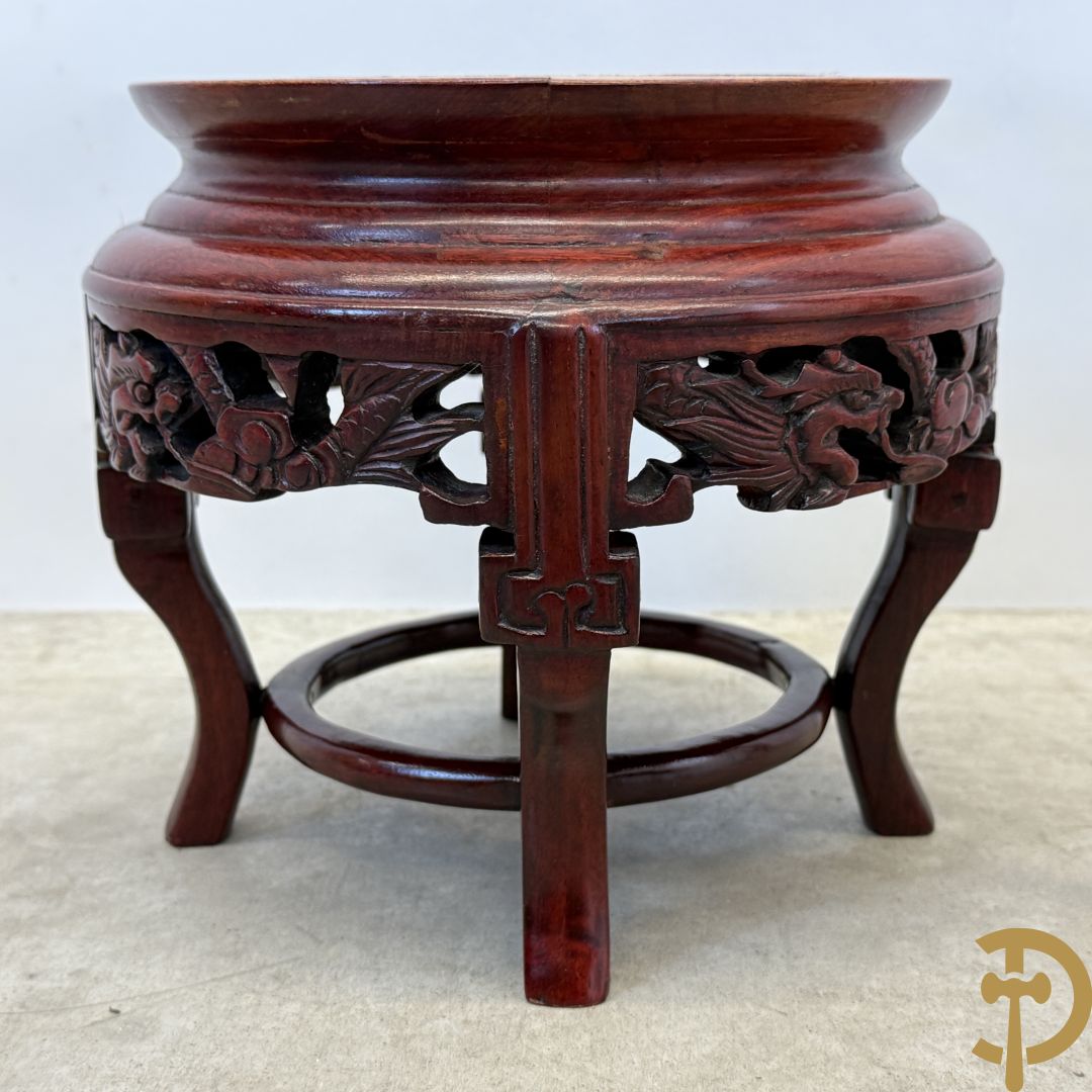 Chinese hardhouten lage sokkel + Chinese hardhouten hoge sokkel op 5 poten + Chinese hardhouten kleine sokkel