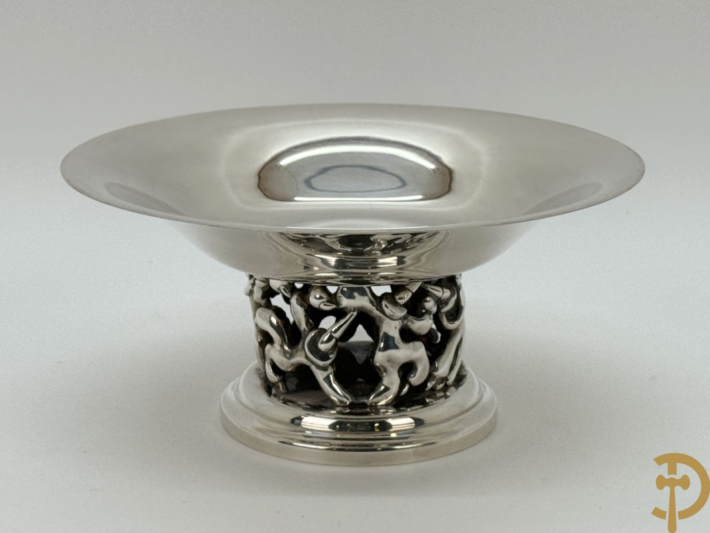 Verzilverde siercoupe, ontwerper Jean Boggio pour Roux-Marquiand - met bijhorende doos