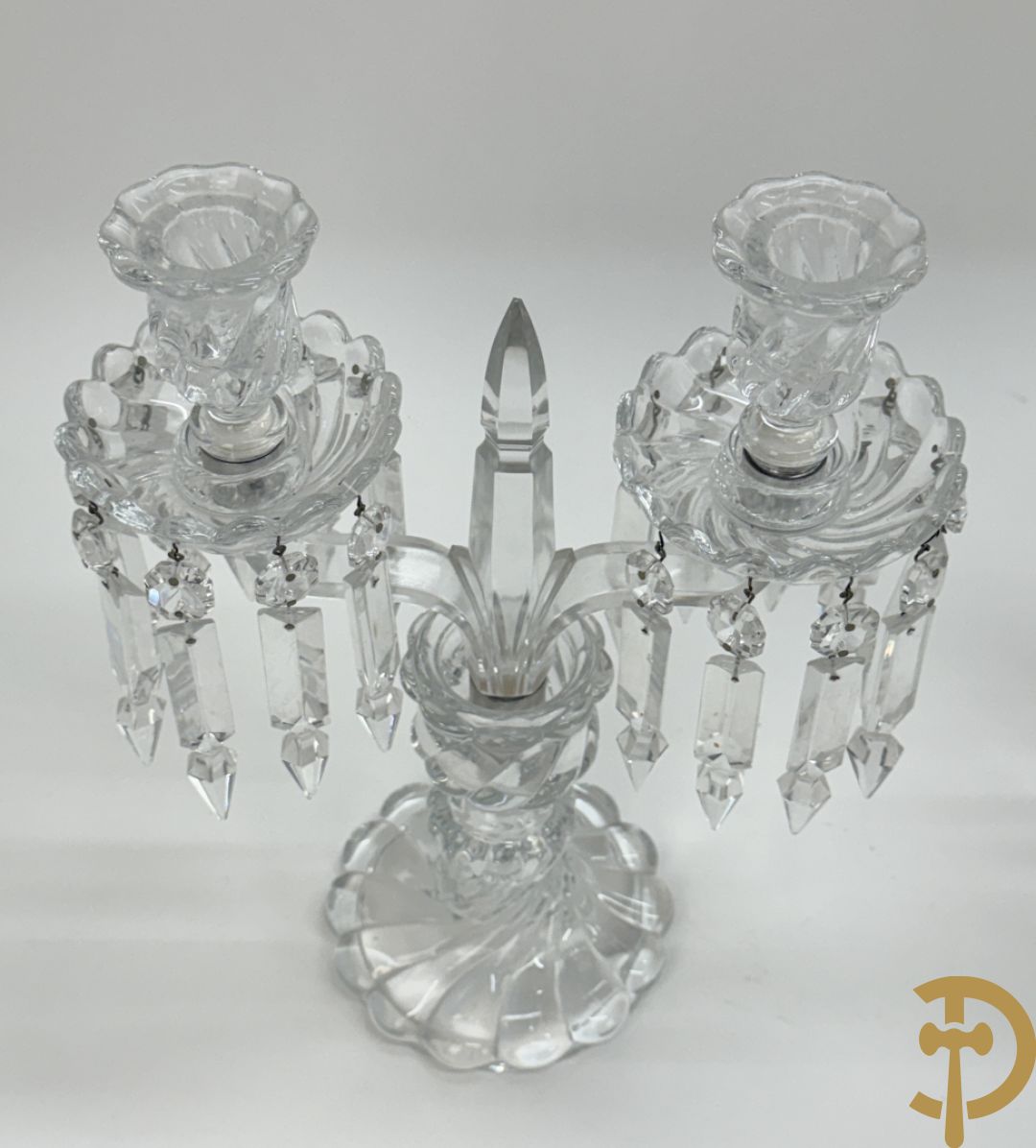 Paar kandelaars in helder kristal, Baccarat