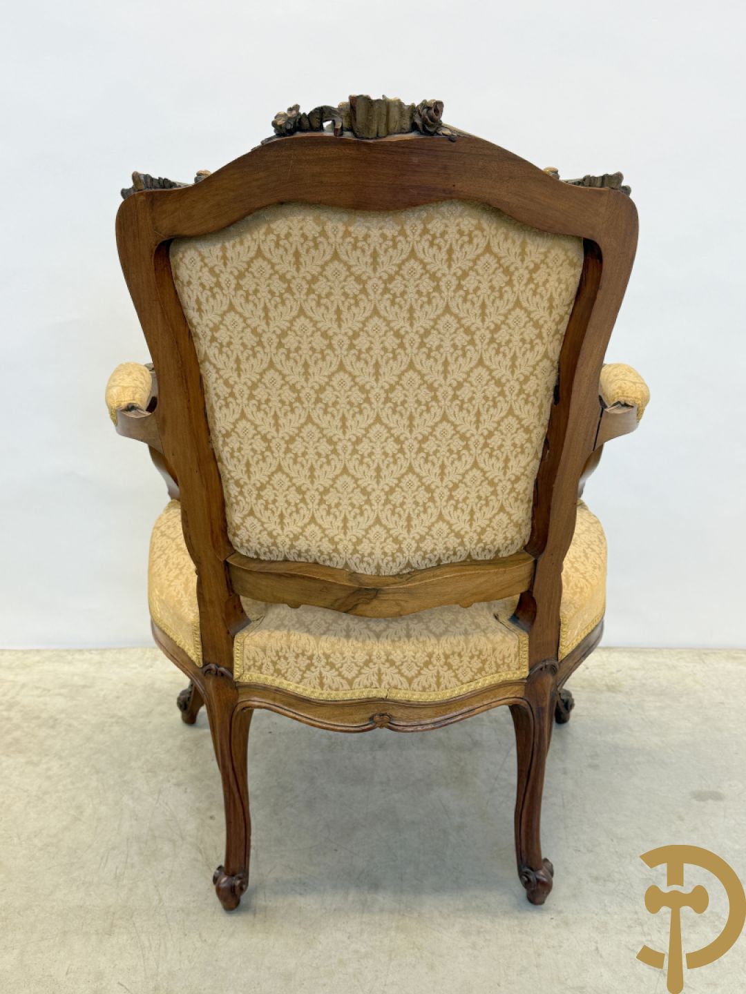 Notelaren Louis XV canapé en 2 armzetels met rocailles