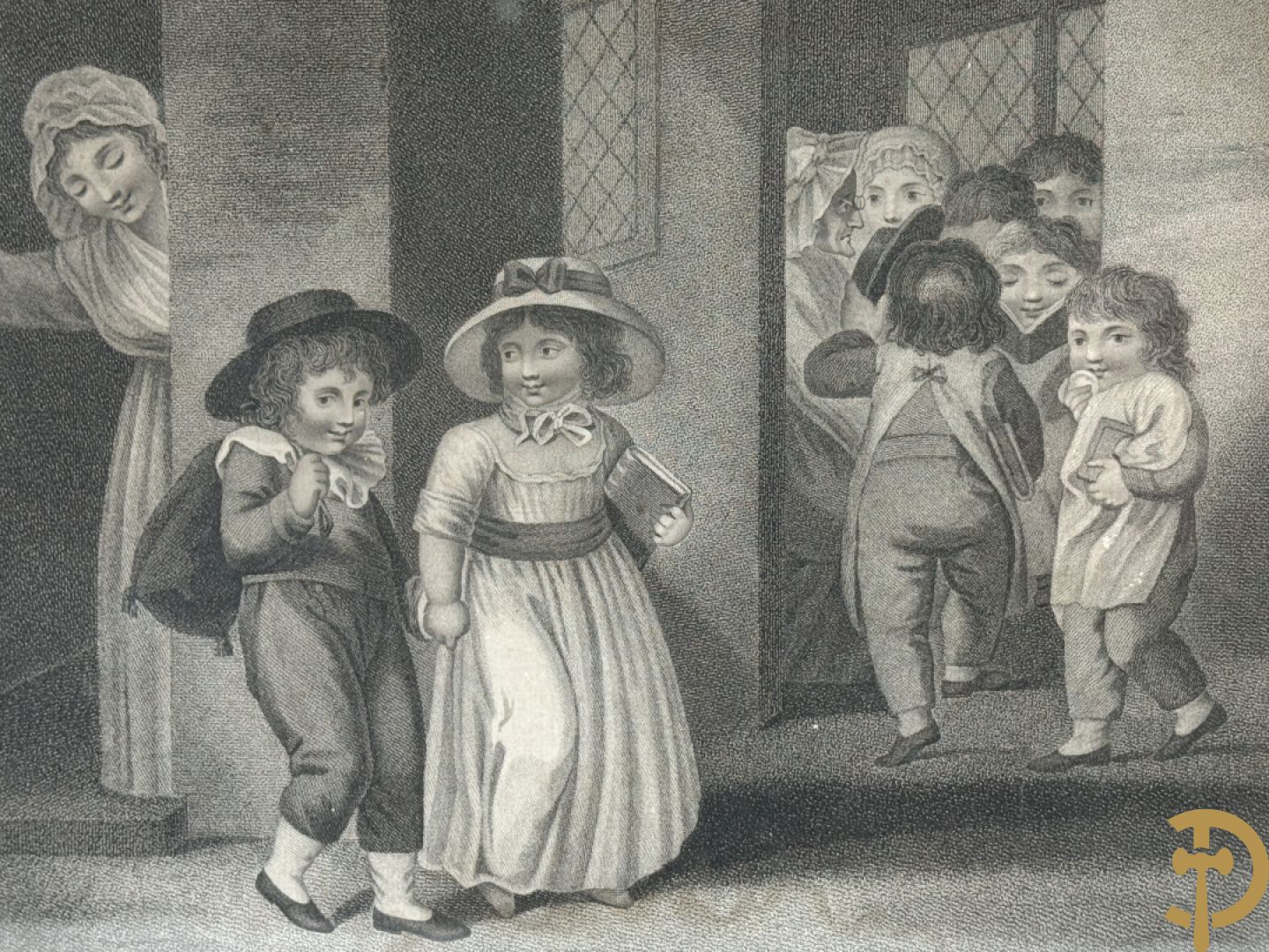 Zes oude gravures met kinderthema