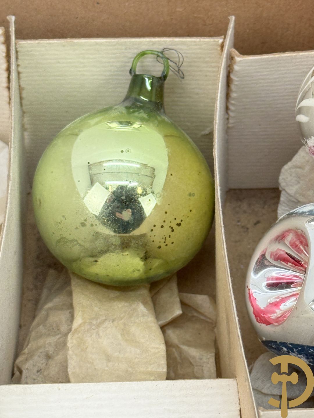 Antiek mondglazen kerstballen, Ajeko en pieken