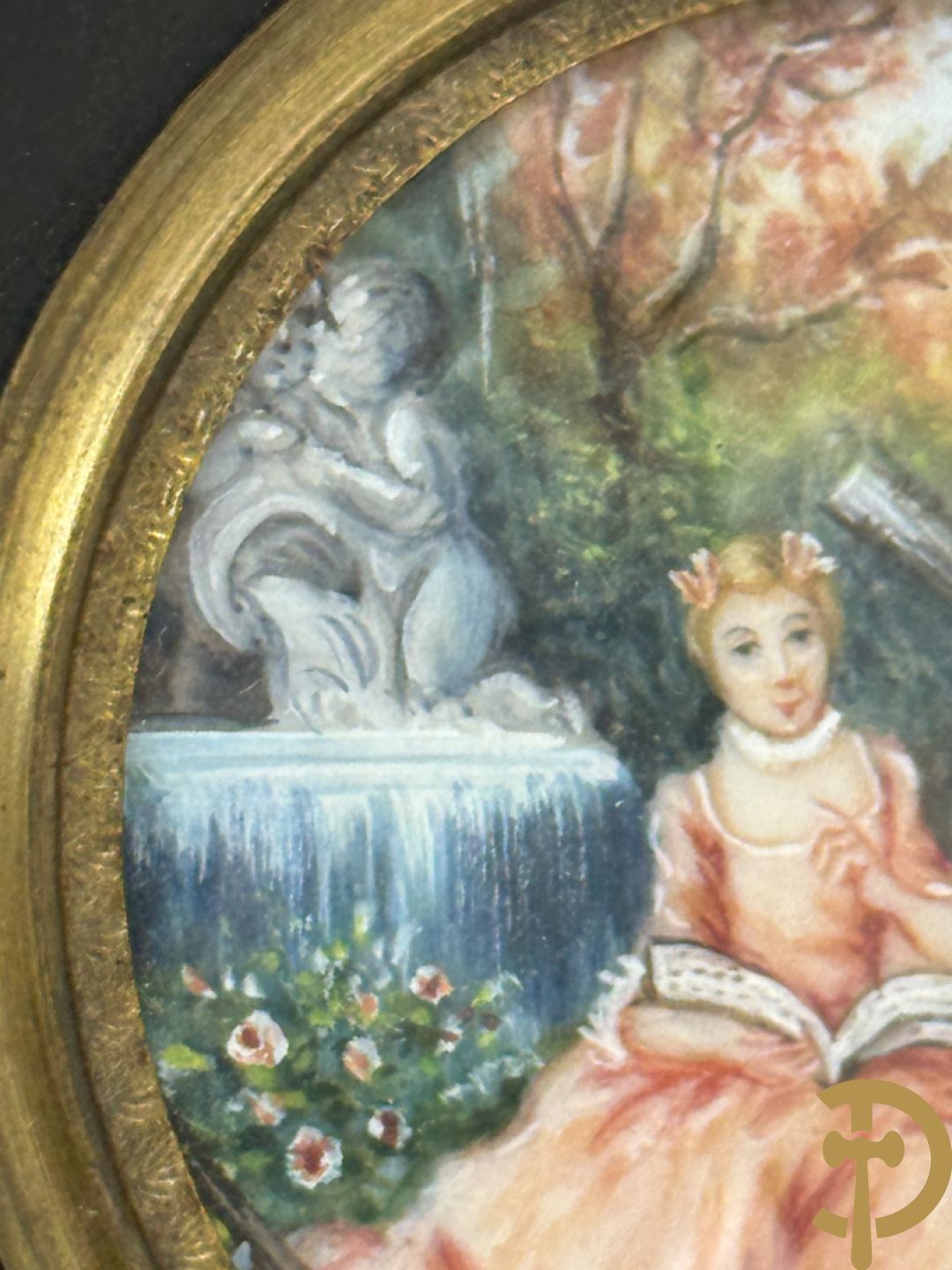 Vijf miniaturen met damersportretten en romantische scène, waarvan 4 getekend : de Roussely, Canova, Siluce ? en Domery ?