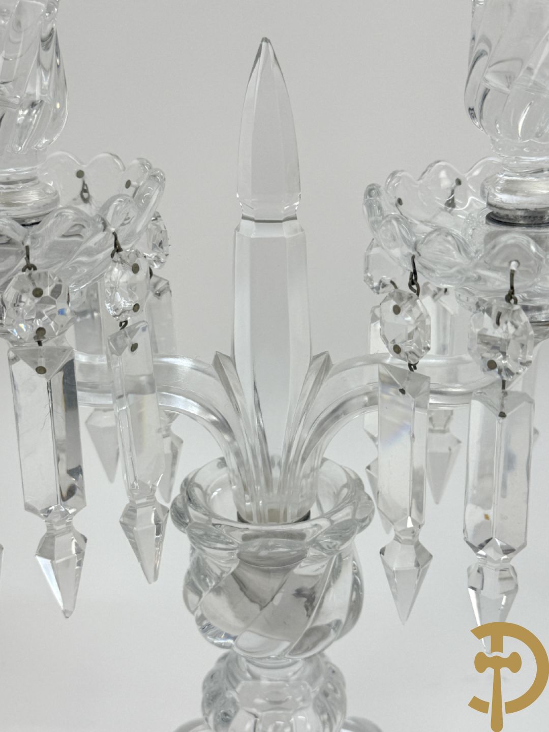 Paar kandelaars in helder kristal, Baccarat