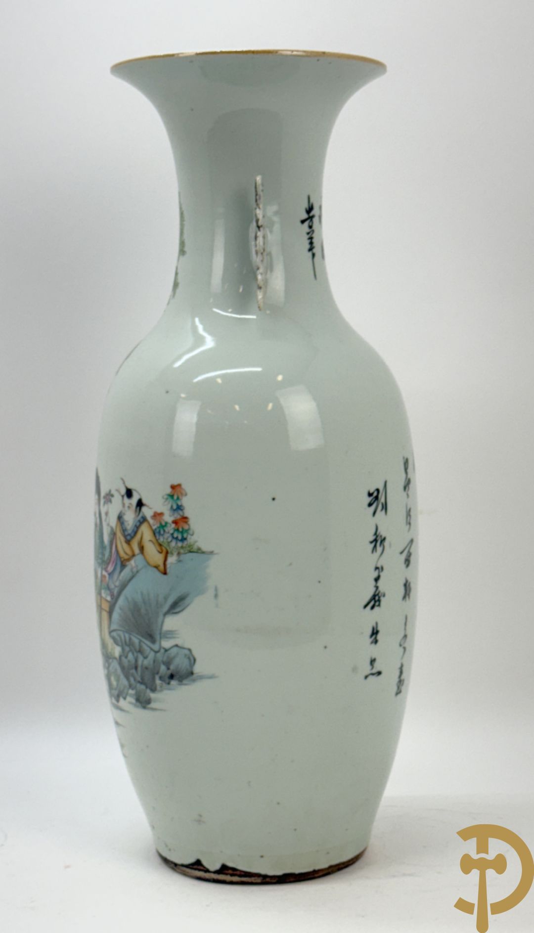 Chinese porseleinen vaas met decor van kinderen en geisha