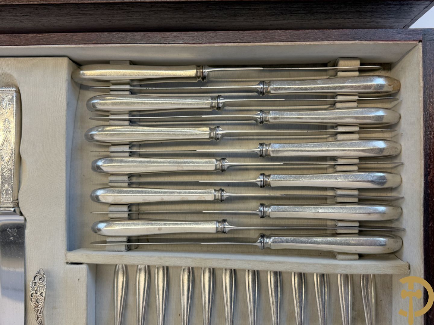 Art deco verzilverd bestek in koffer