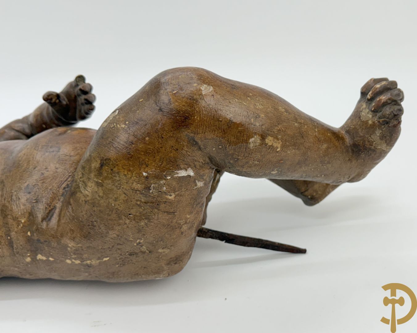 Paar houtgesculpteerde en gepolychromeerde cupido