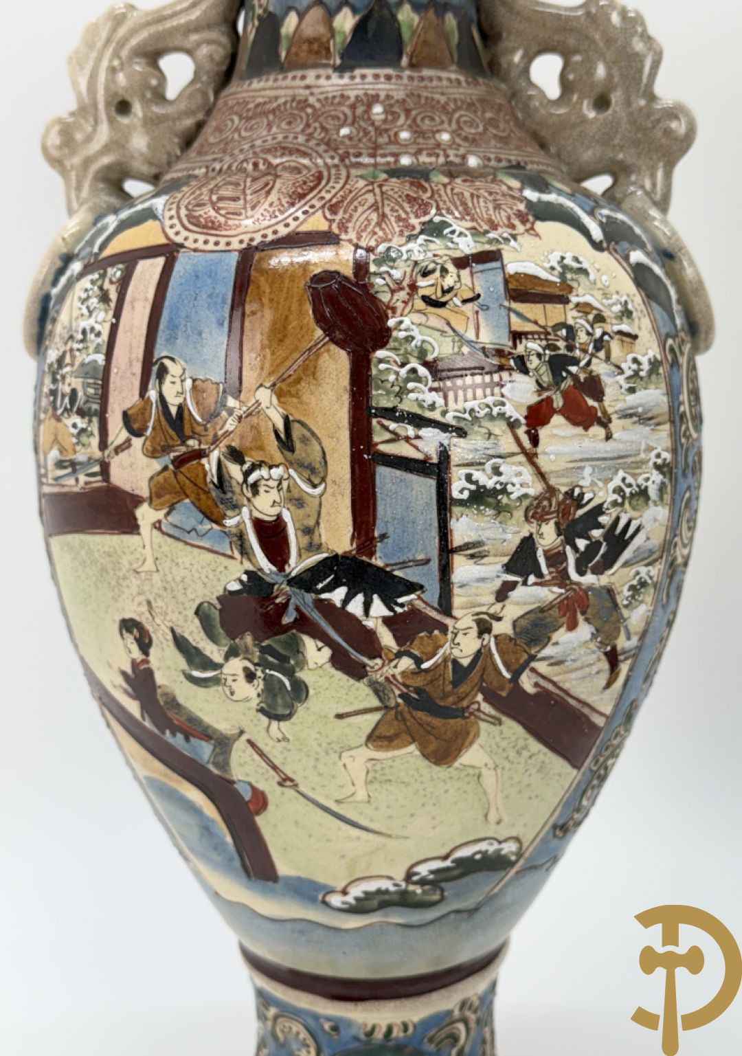 Paar Satsumat vazen met krijgertaferelen