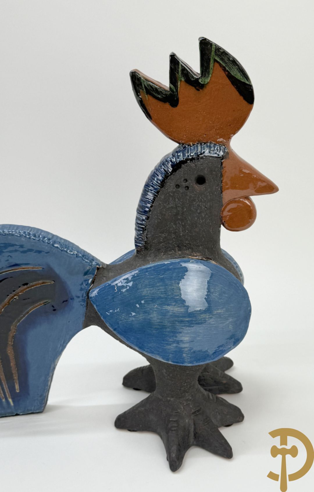 POUCHAIN Dominique getekend - Twee gekleurde keramieken hanen