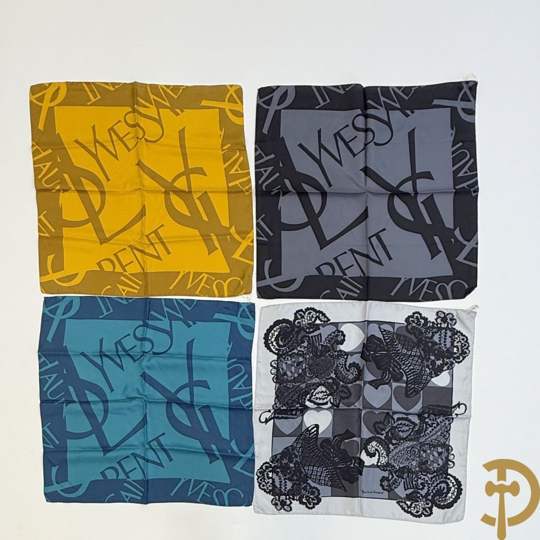 Vier foulards Yves Saint Laurent (nooit gedragen komt uit winkel restant)