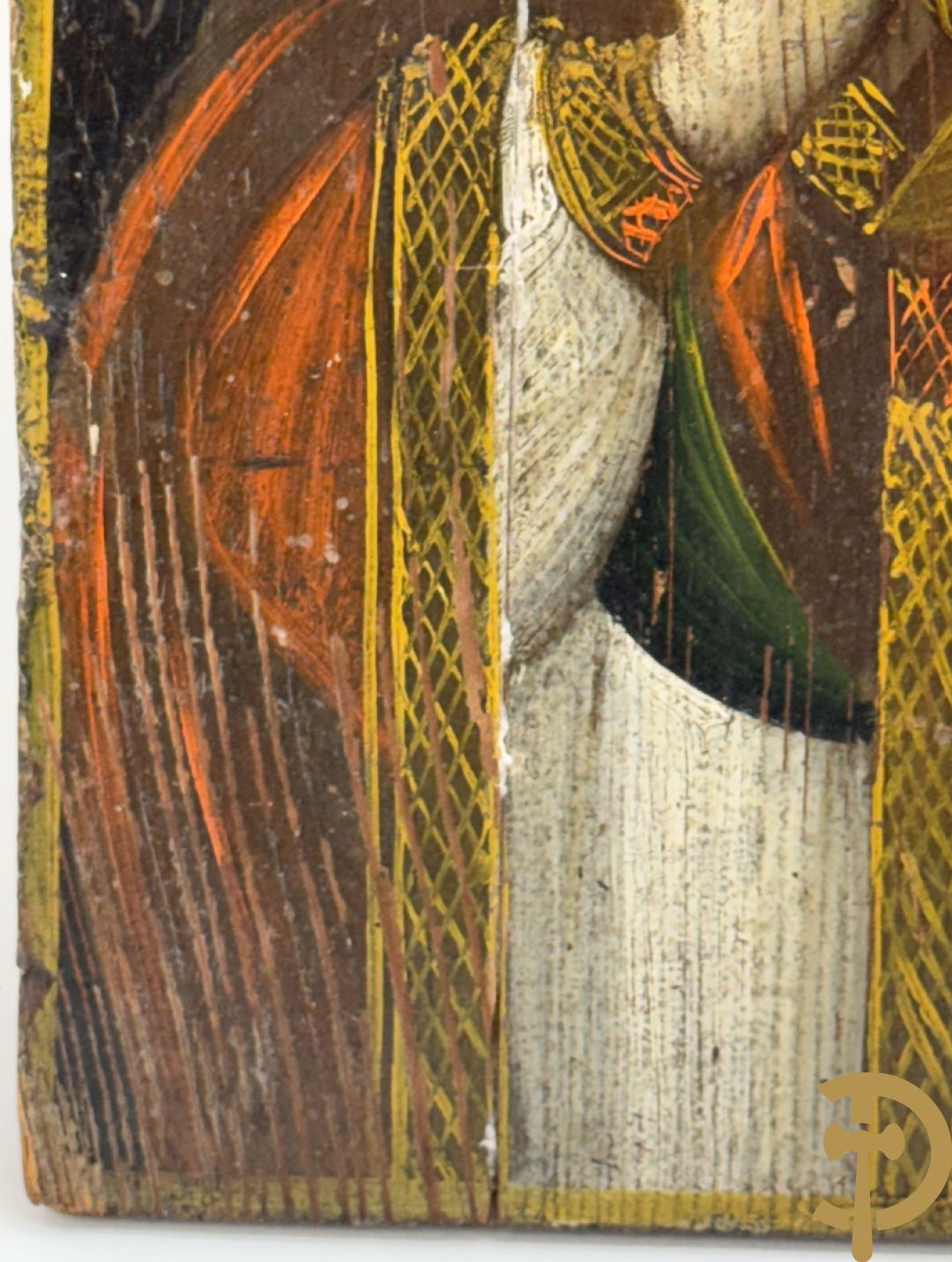 Oude ikoon Heilige met boek