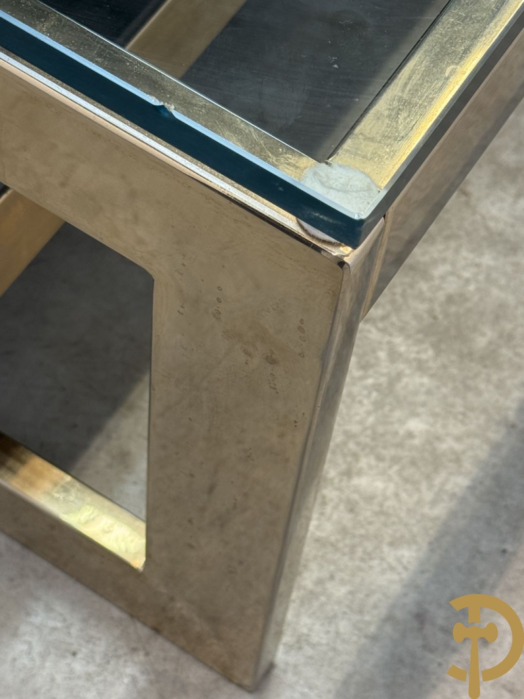 Koperen Belgochrome salontafel, G-form