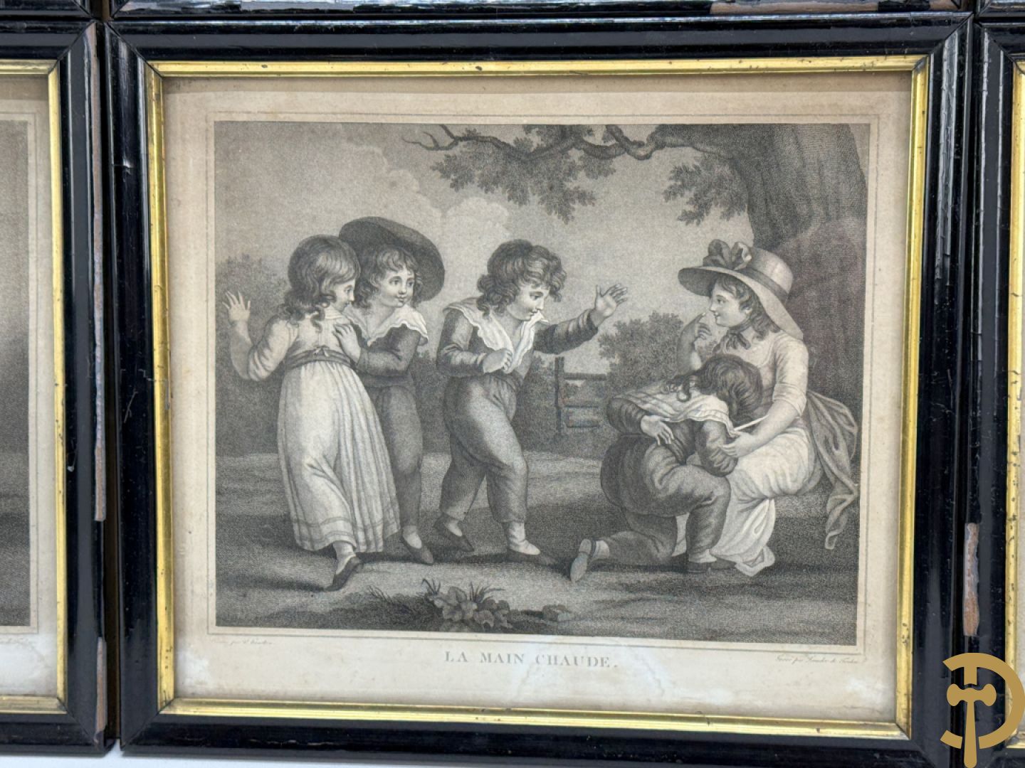 Zes oude gravures met kinderthema