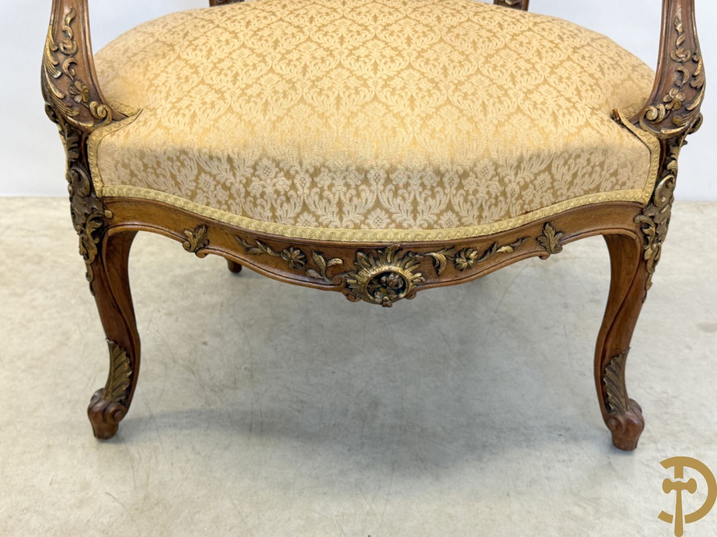 Notelaren Louis XV canapé en 2 armzetels met rocailles