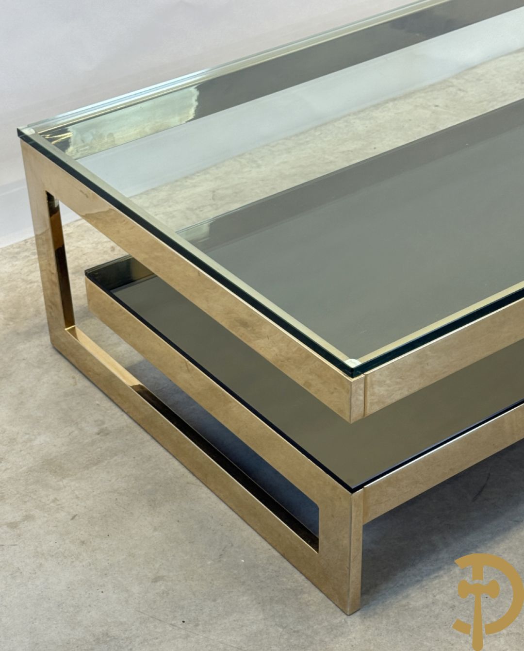 Koperen Belgochrome salontafel, G-form