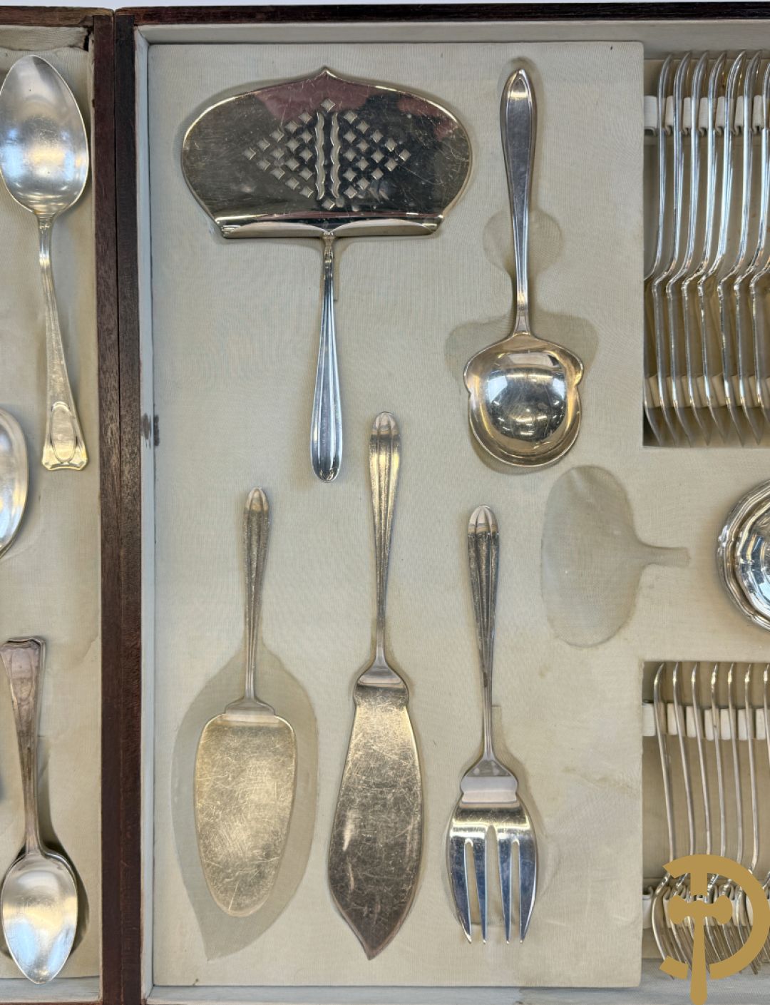 Art deco verzilverd bestek in koffer