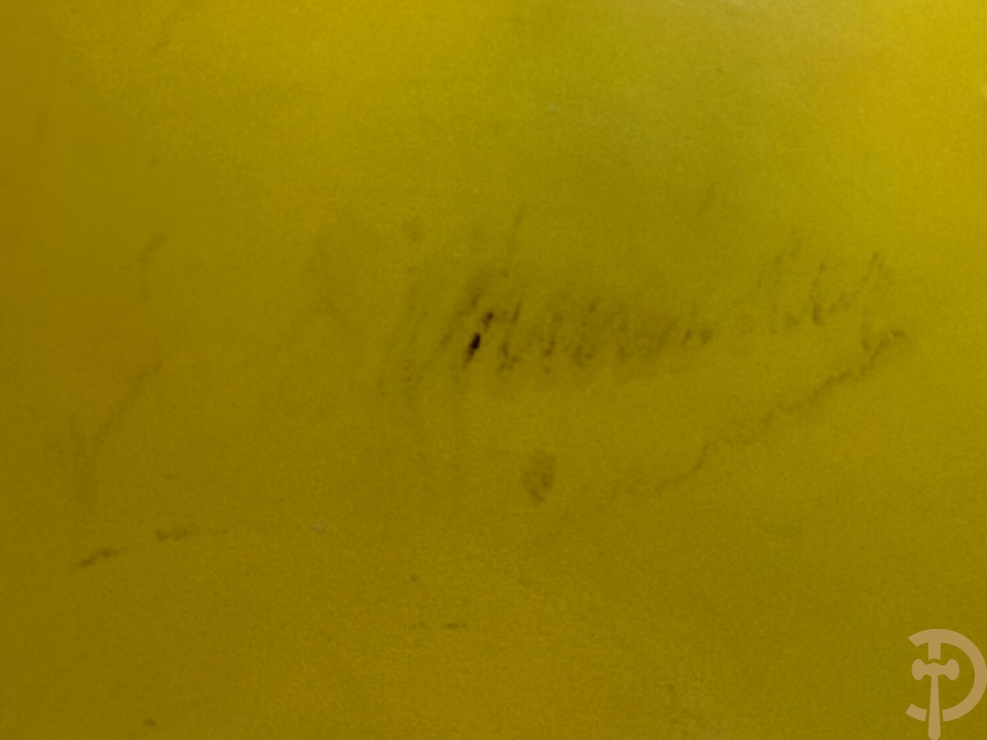 Kleurrijke kleine pate de verre coupe oranje/geel, Schneider getekend