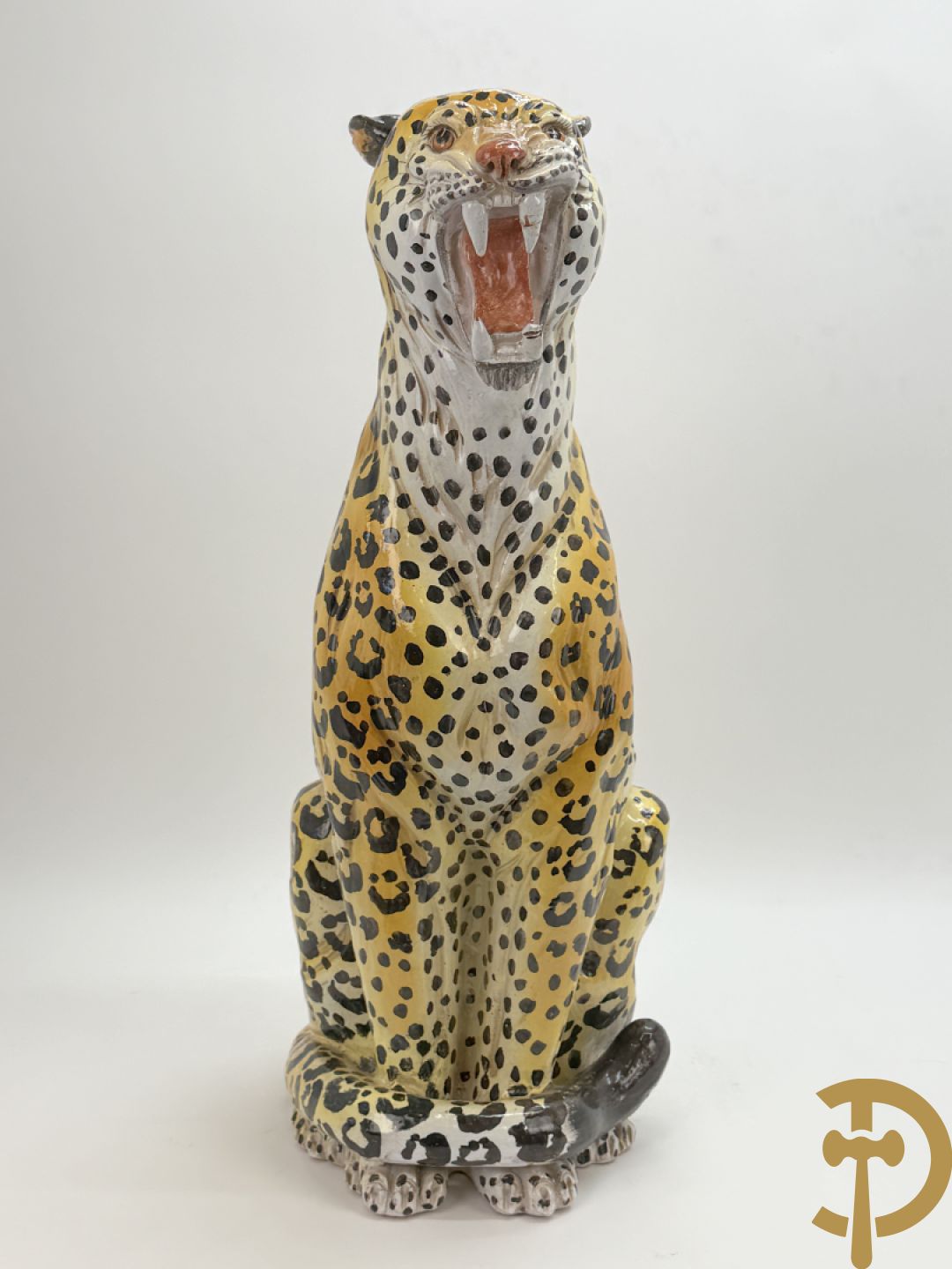 Italiaans gekleurd keramieken vintage luipaard, jaren 