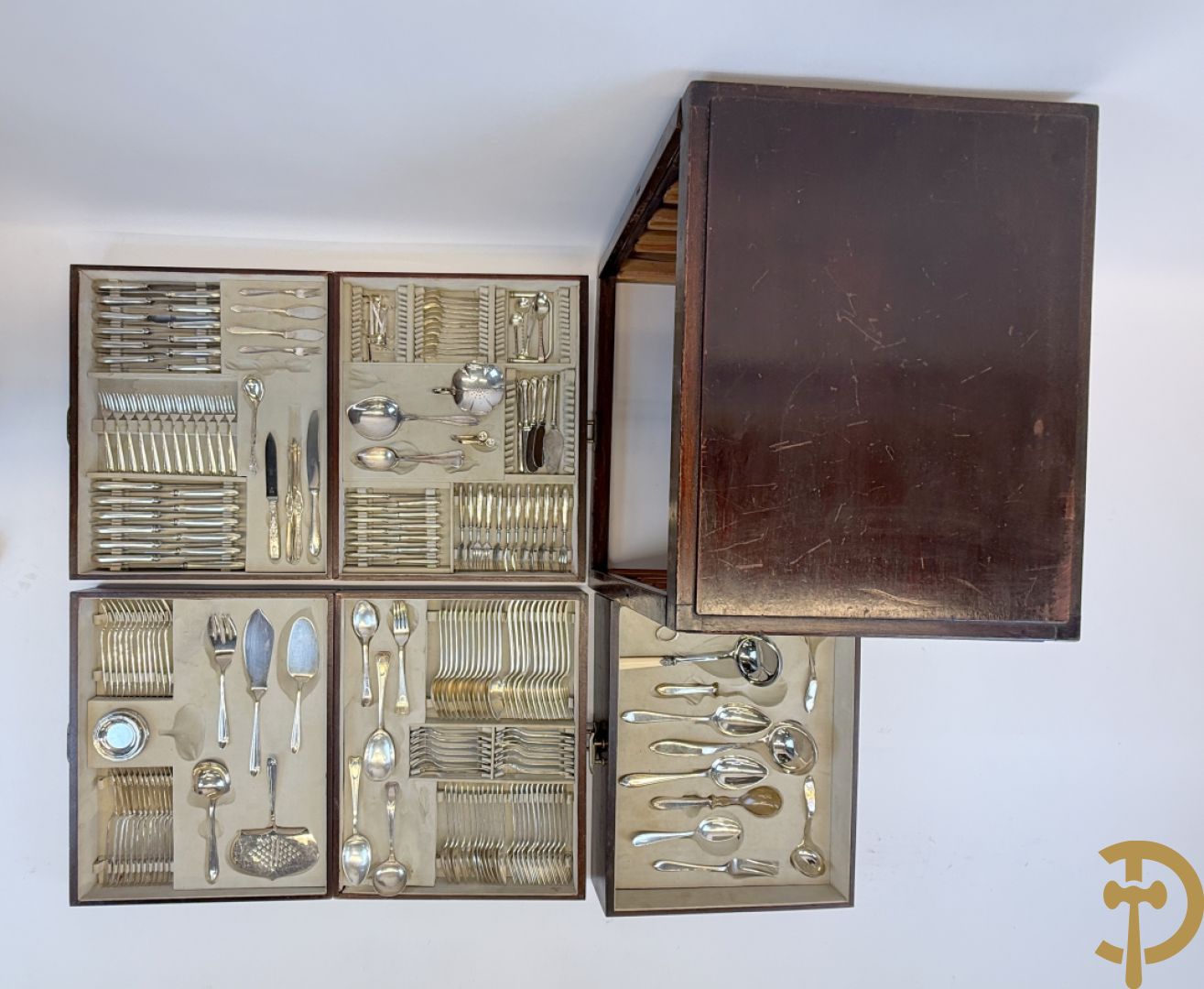 Art deco verzilverd bestek in koffer