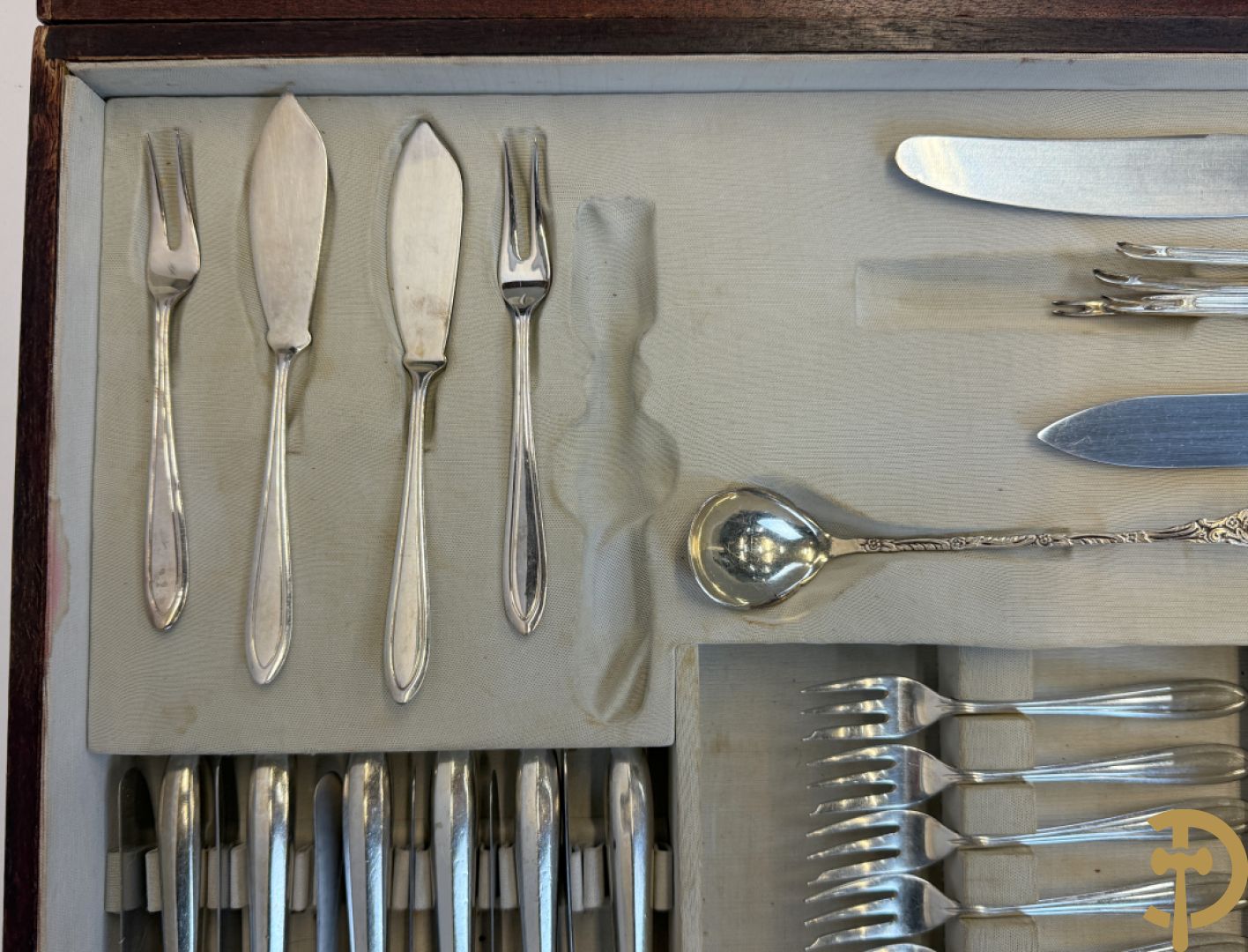 Art deco verzilverd bestek in koffer