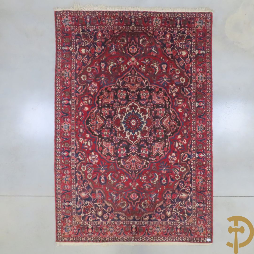 Oosters handgeknoopt tapijt met bloemenpatronen, Saman