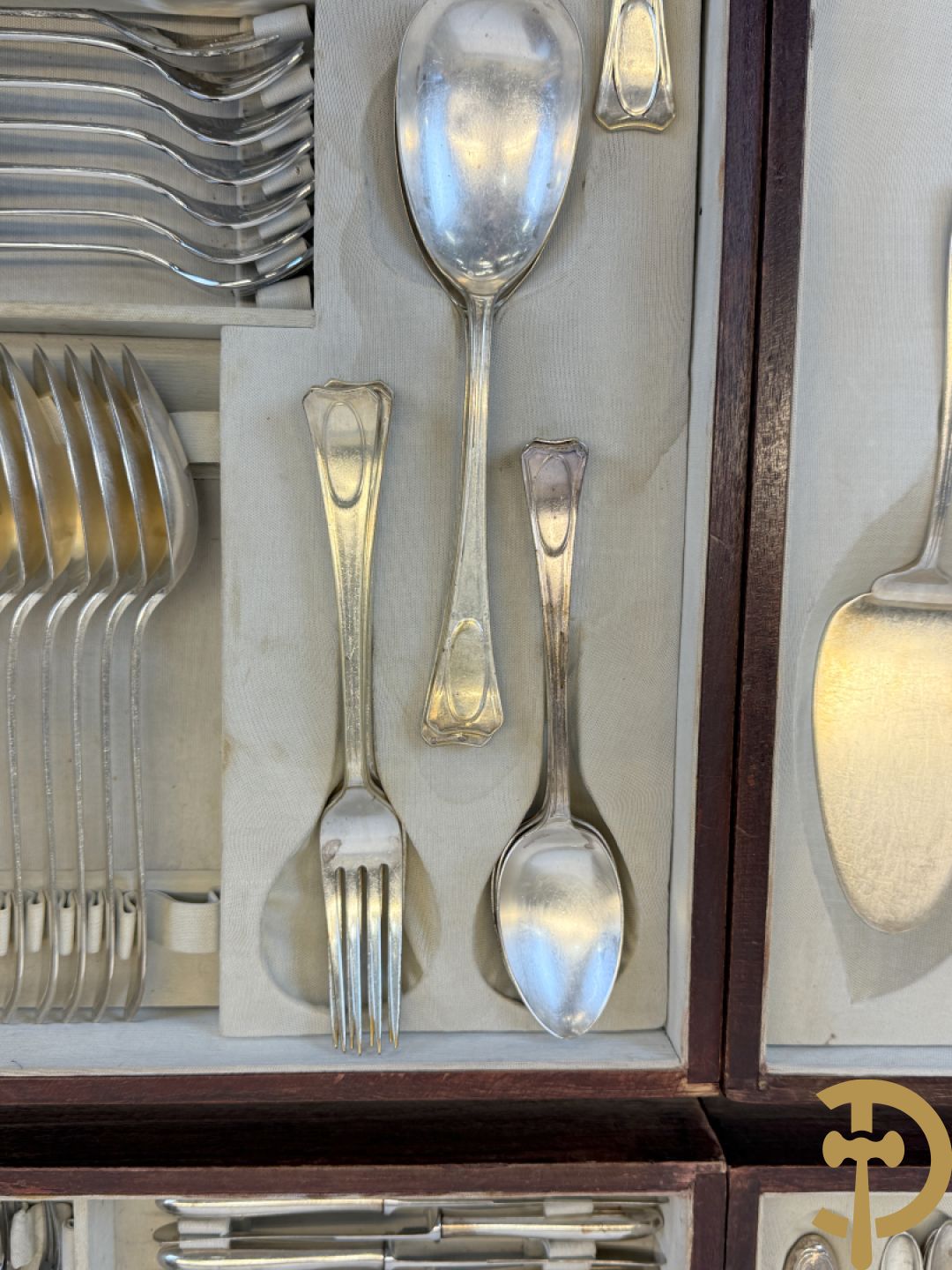 Art deco verzilverd bestek in koffer