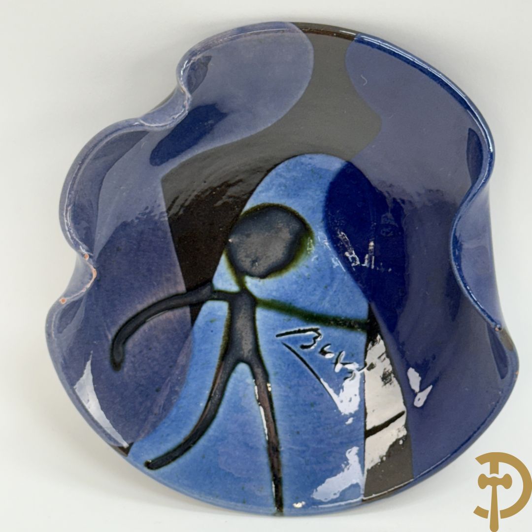 Vijf keramieken schaaltjes, expressionistische stijl, BUXO getekend