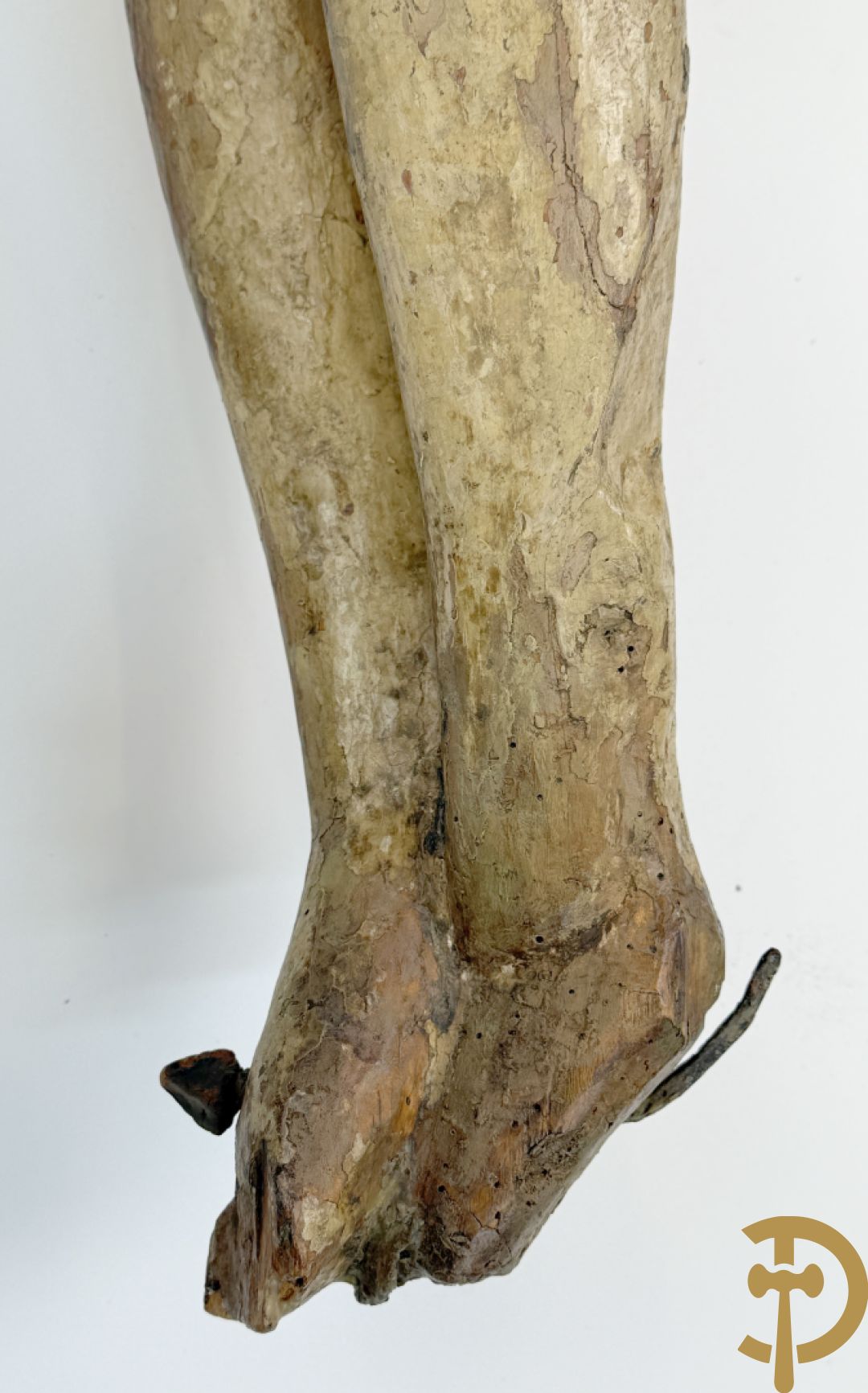 Antieke houtgesculpteerde gepolychromeerde Christus met lenden doek, zonder armen, 16e-17e ?