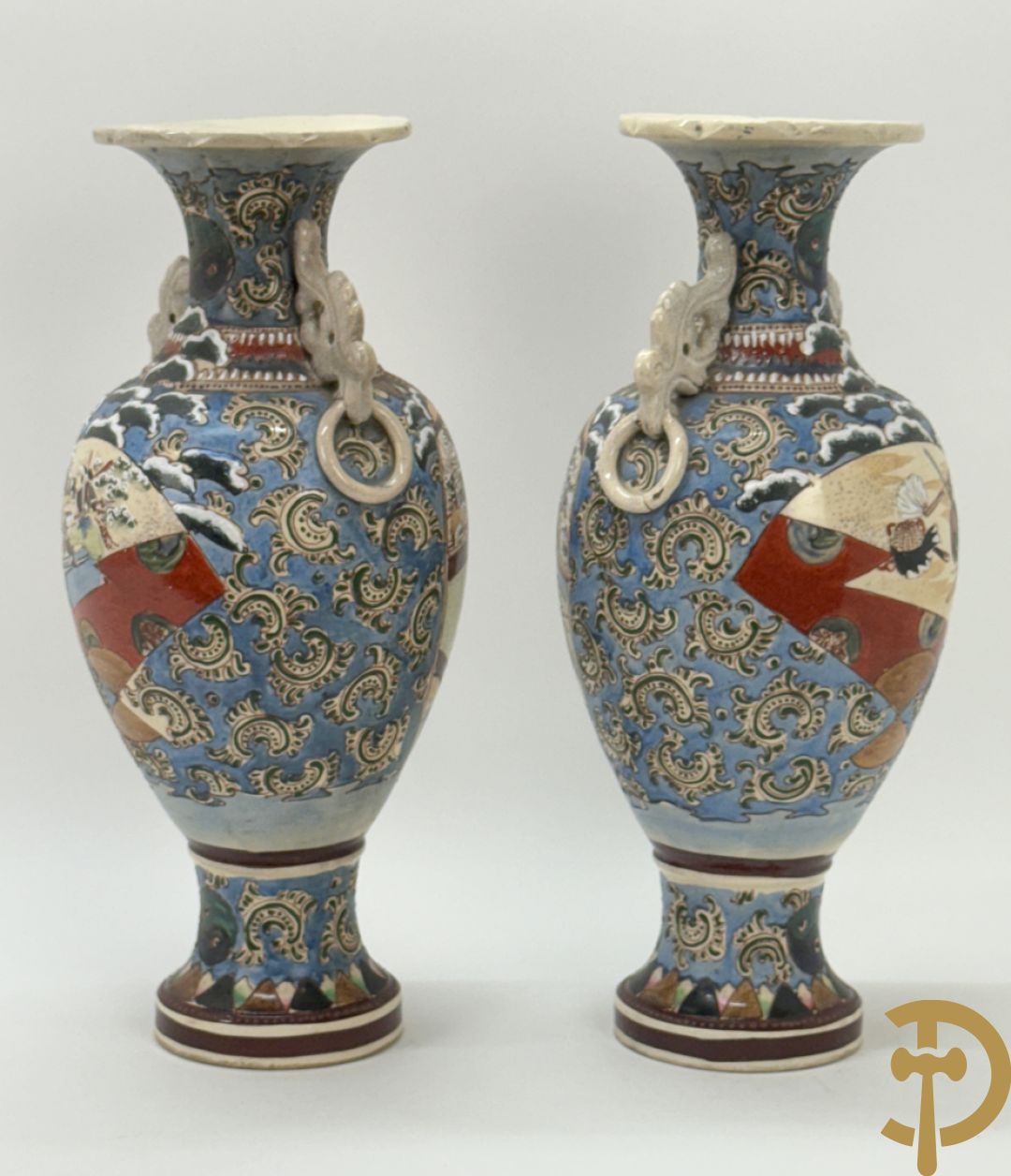 Paar Satsumat vazen met krijgertaferelen
