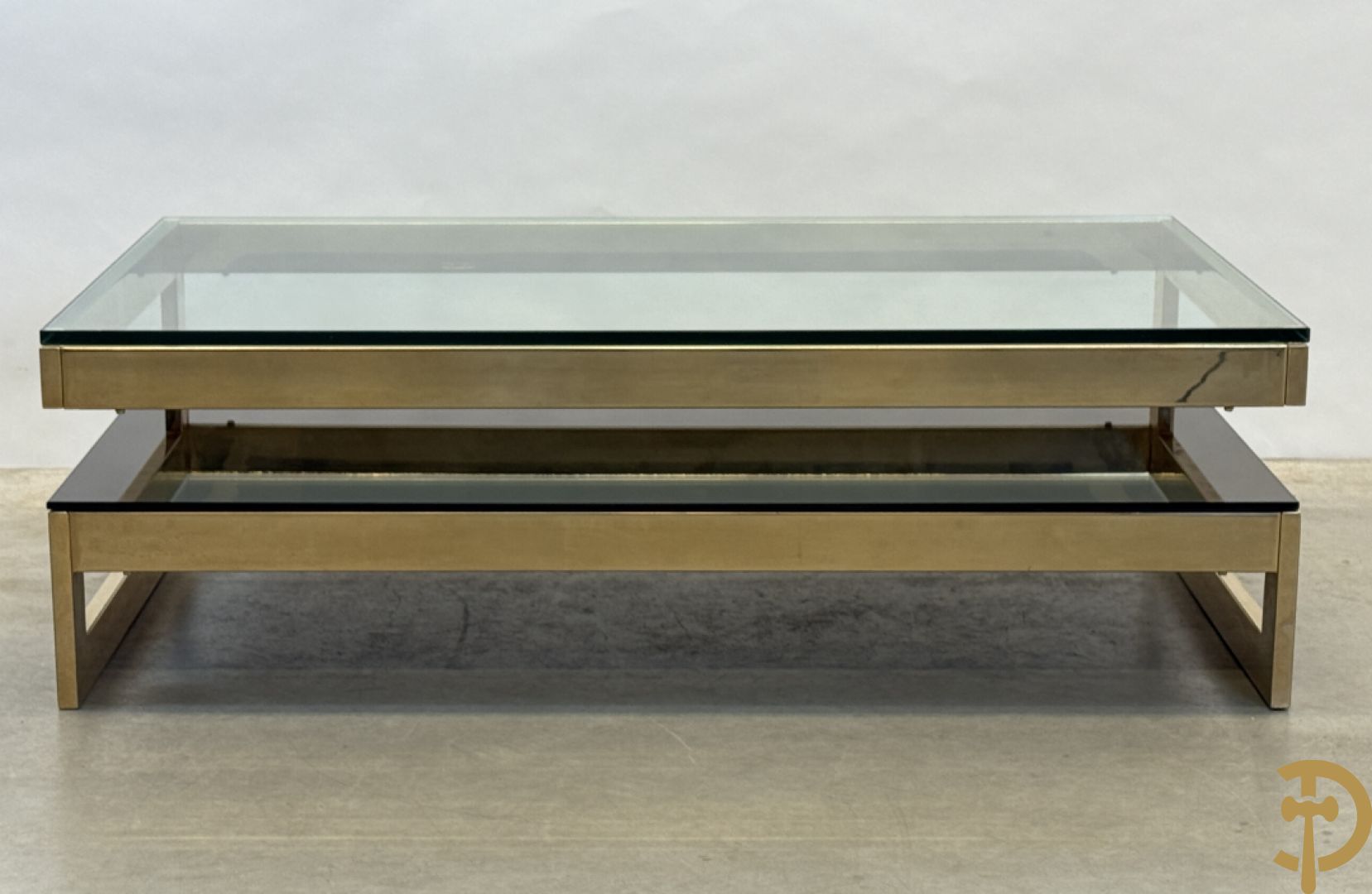 Koperen Belgochrome salontafel, G-form