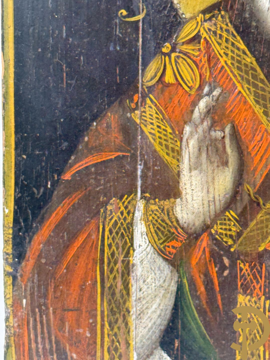 Oude ikoon Heilige met boek