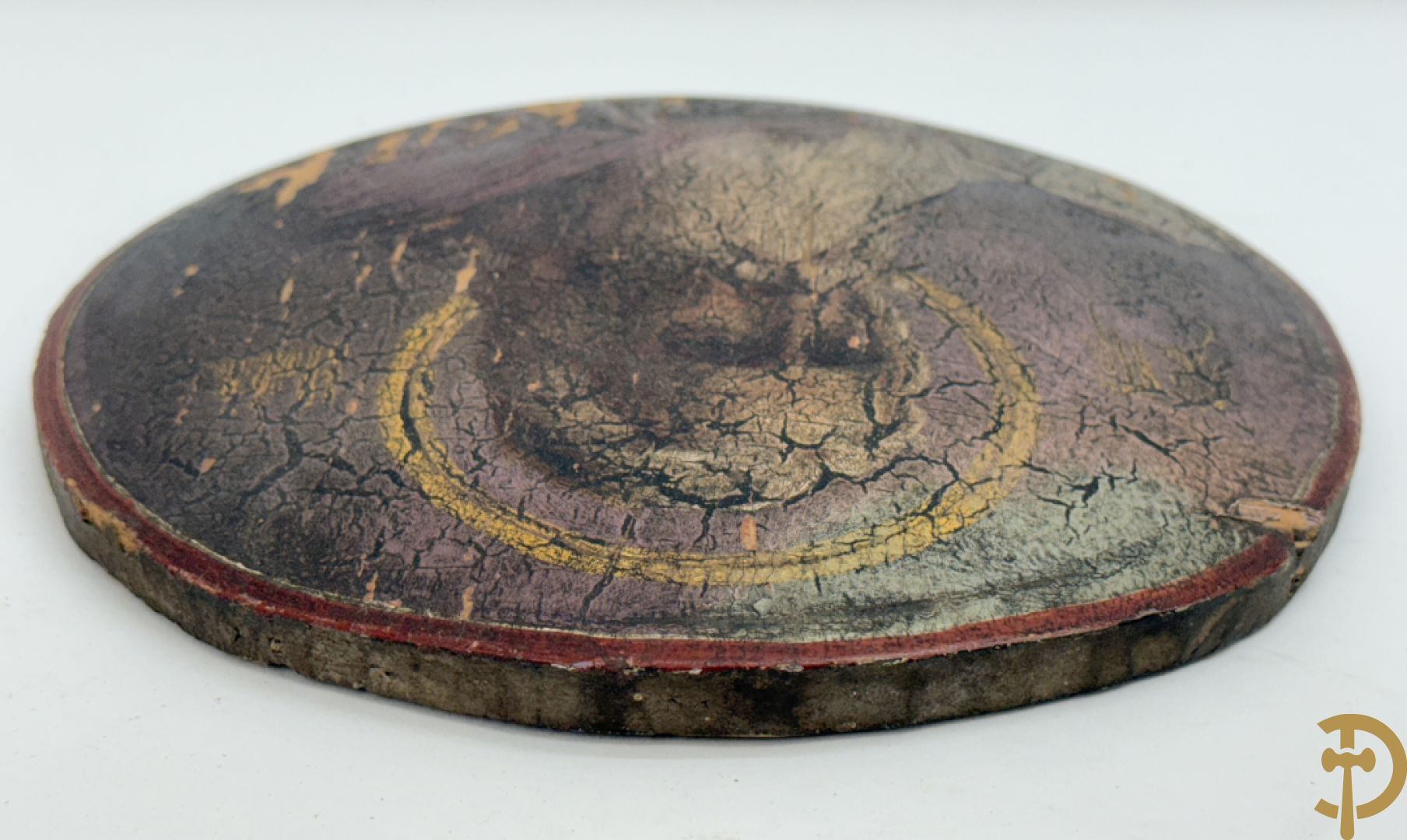 Rond handbeschilderd paneel met evangelist