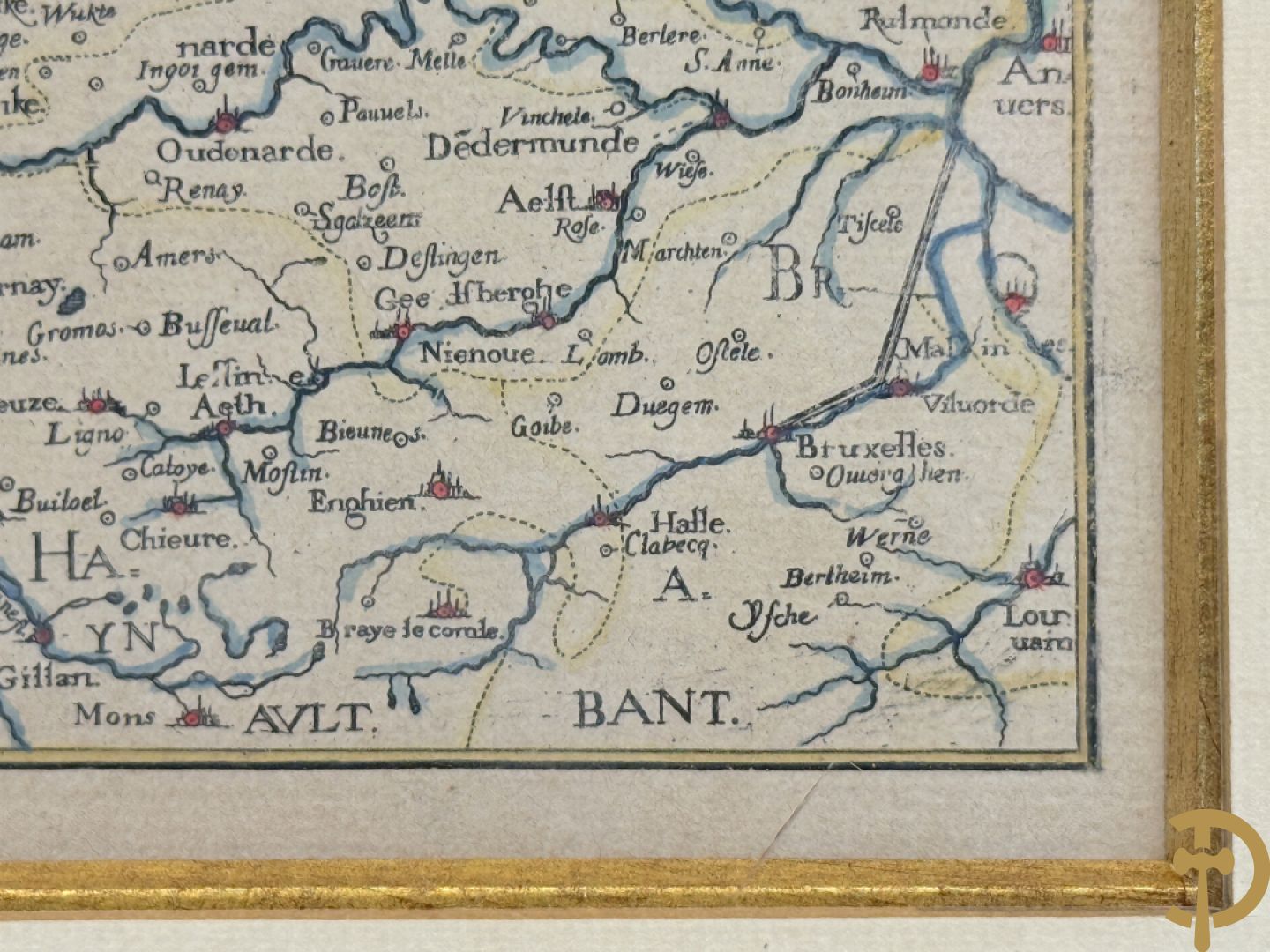 Oude ingekleurde kaart 