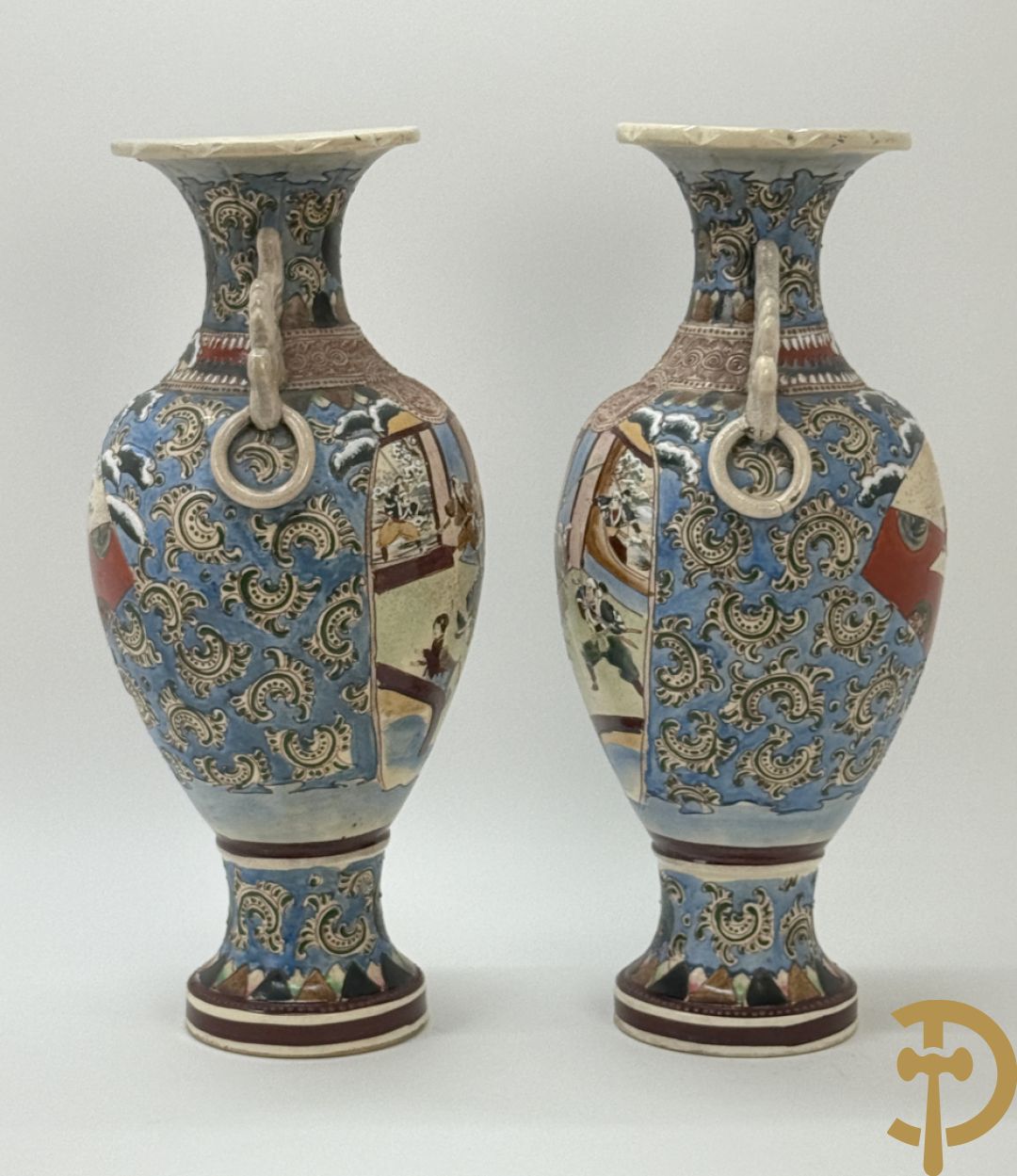 Paar Satsumat vazen met krijgertaferelen