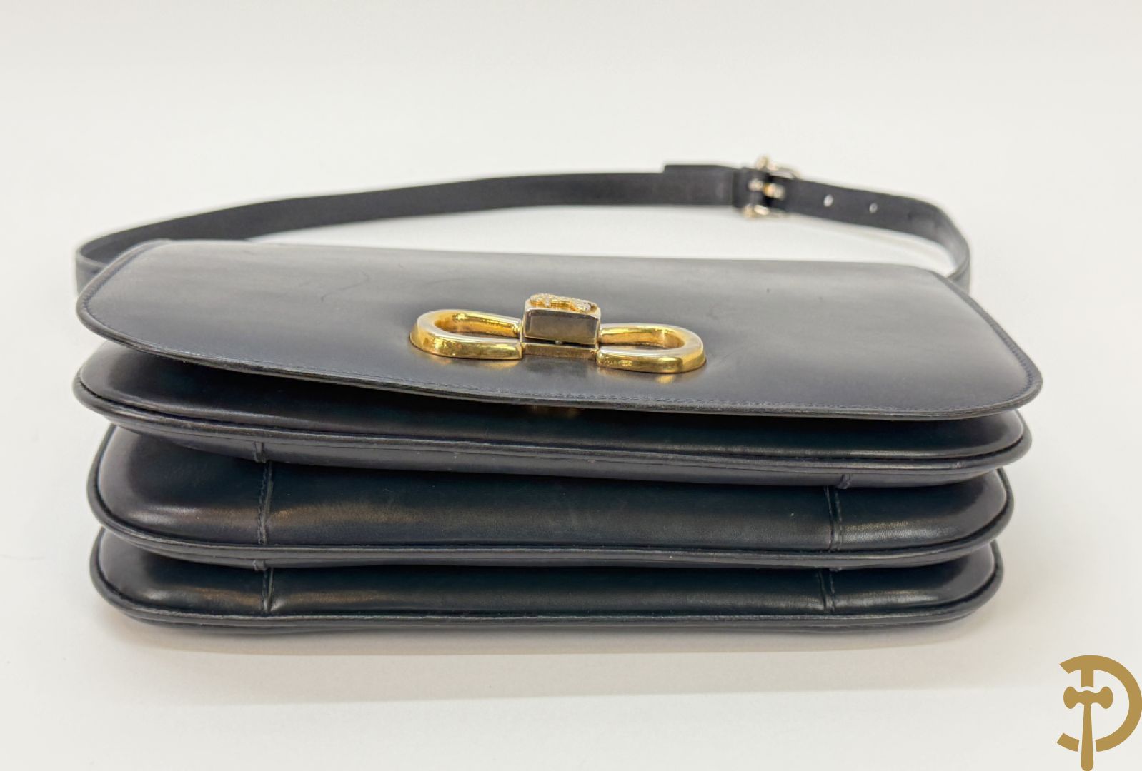 Blauw lederen vintage handtas van Celine