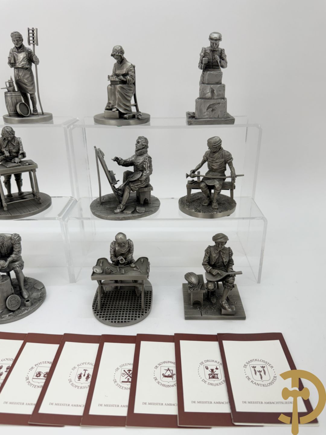Twaalf tinnen ambachten, gestempeld van Franklin Mint