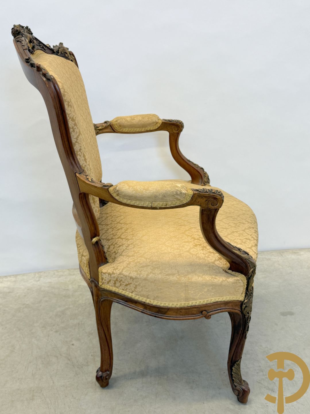 Notelaren Louis XV canapé en 2 armzetels met rocailles