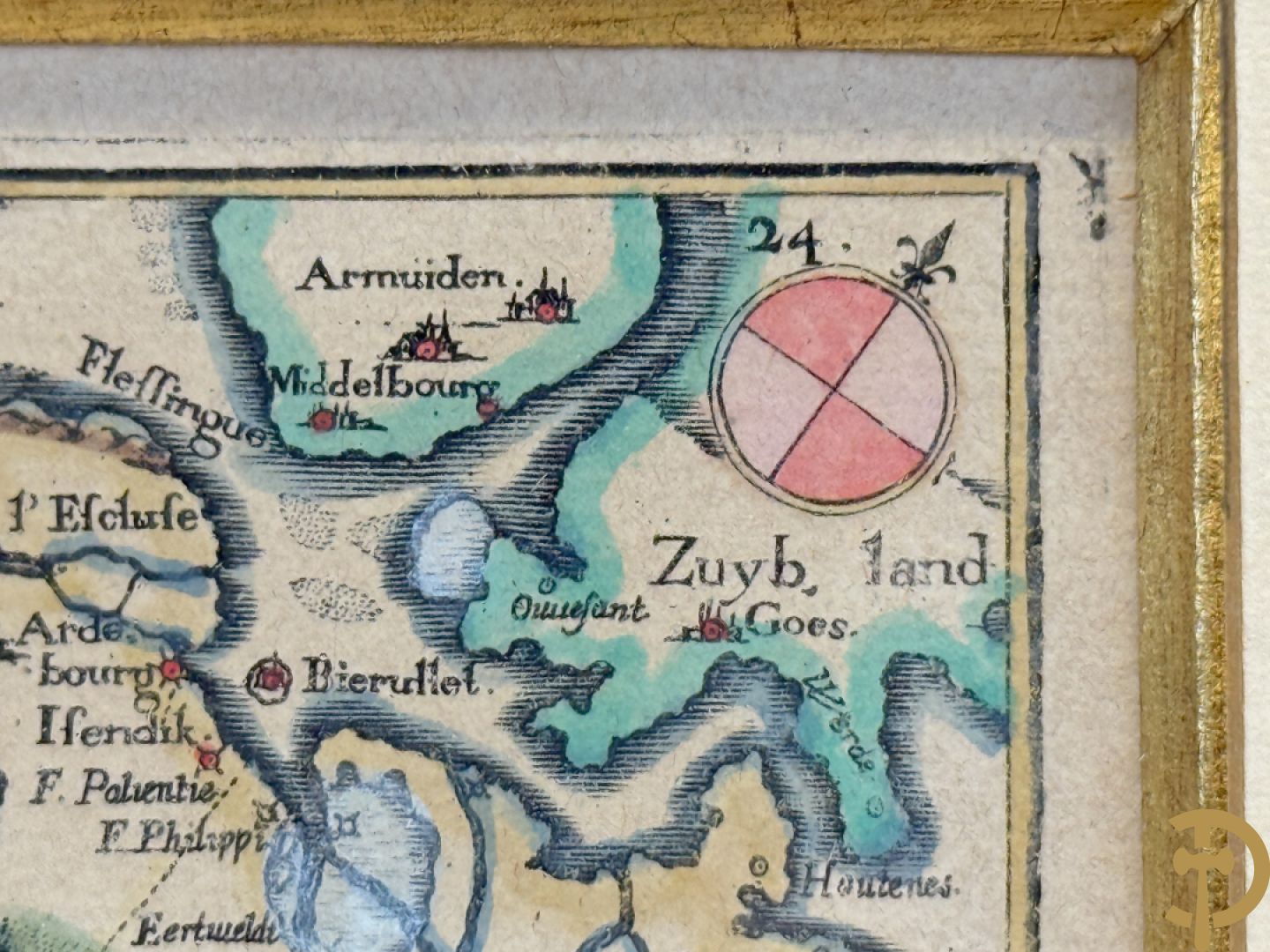 Oude ingekleurde kaart 