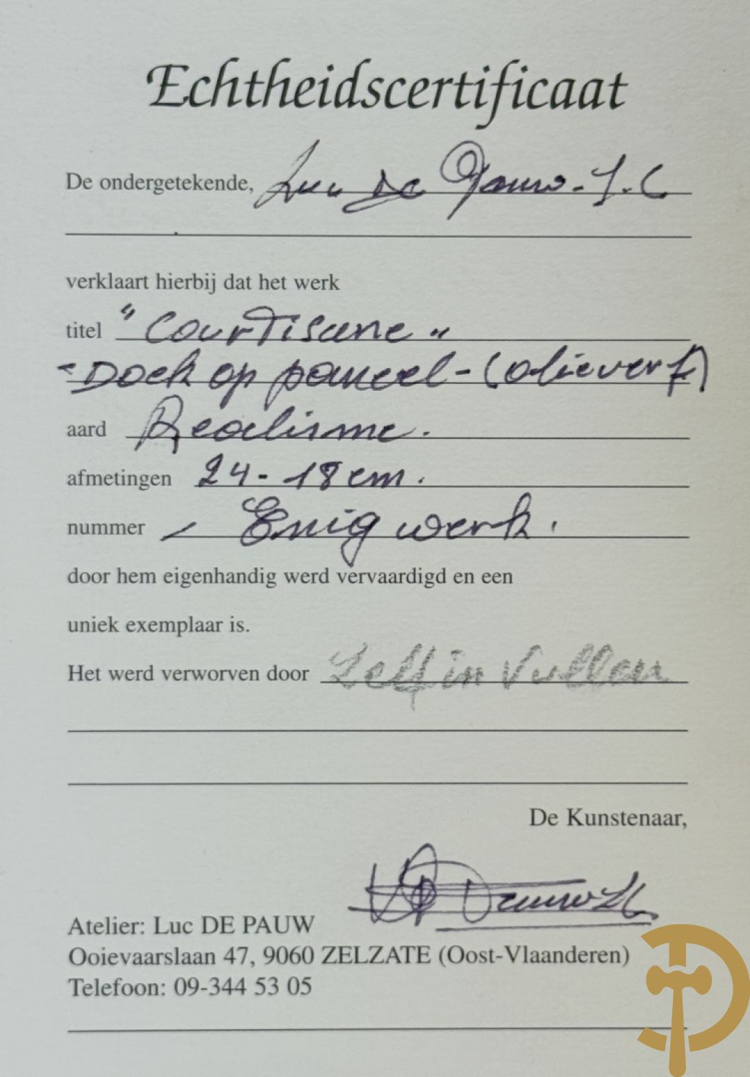 DE PAUW Luc J.C. getekend 