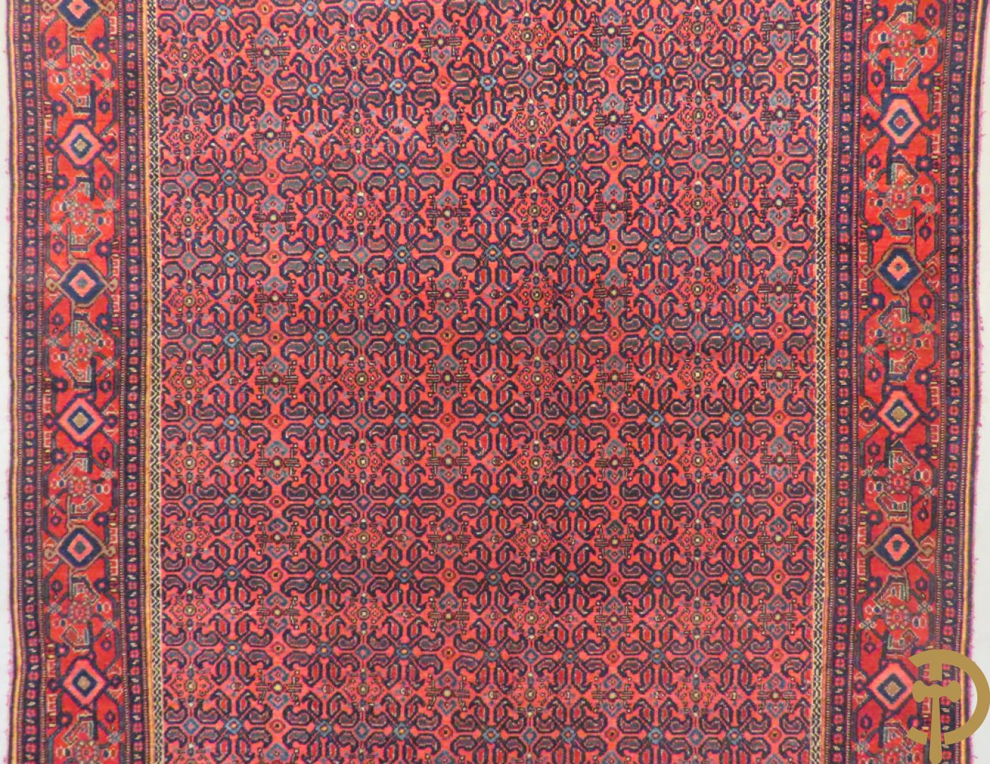 Antiek oosters handgeknoopt tapijt met doorlopend decor